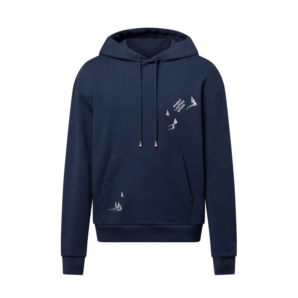 Louis Vuitton Men's Spring/Autumn Solid Color Casual Letter Embroidery Pattern Hooded Long Sleeve Sweatshirt #78239