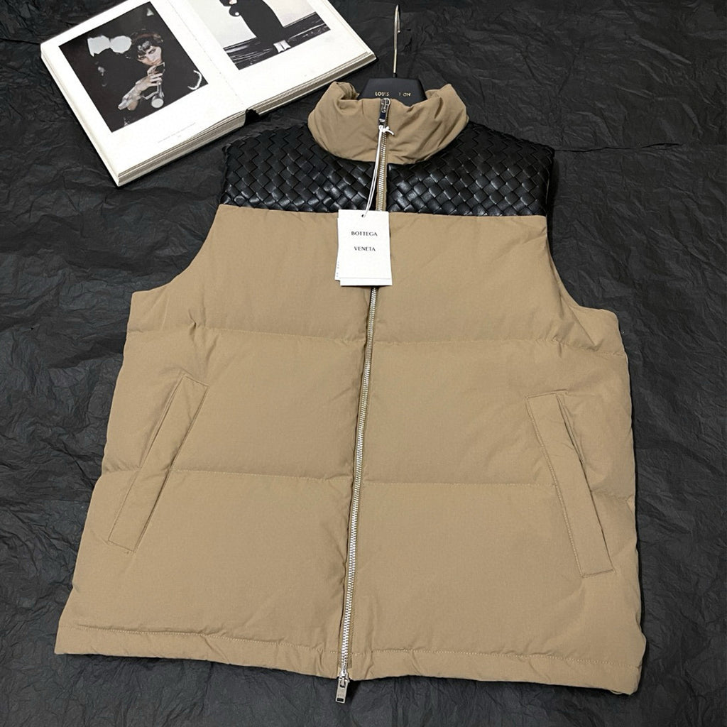 Bottega Veneta Men's Autumn/winter Frosted Poplin Puffer Gilet Sleeveless Knitted Down Jacket Fashionable Casual Vest Ngvp #2629