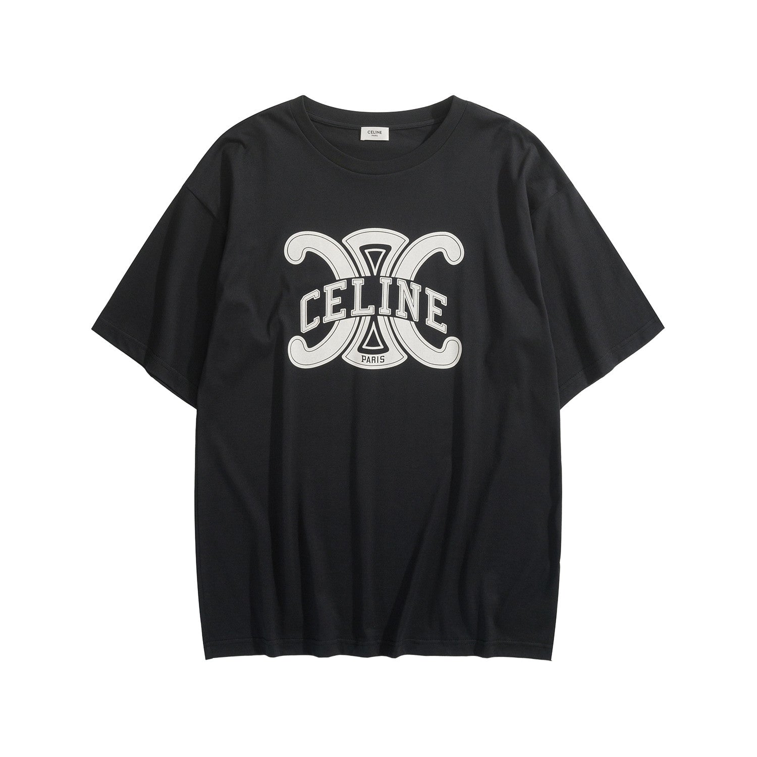 Celine Men's Logo Printed Summer Cotton Jersey Solid Color Round Neck Short Sleeve T-Shirt #77248