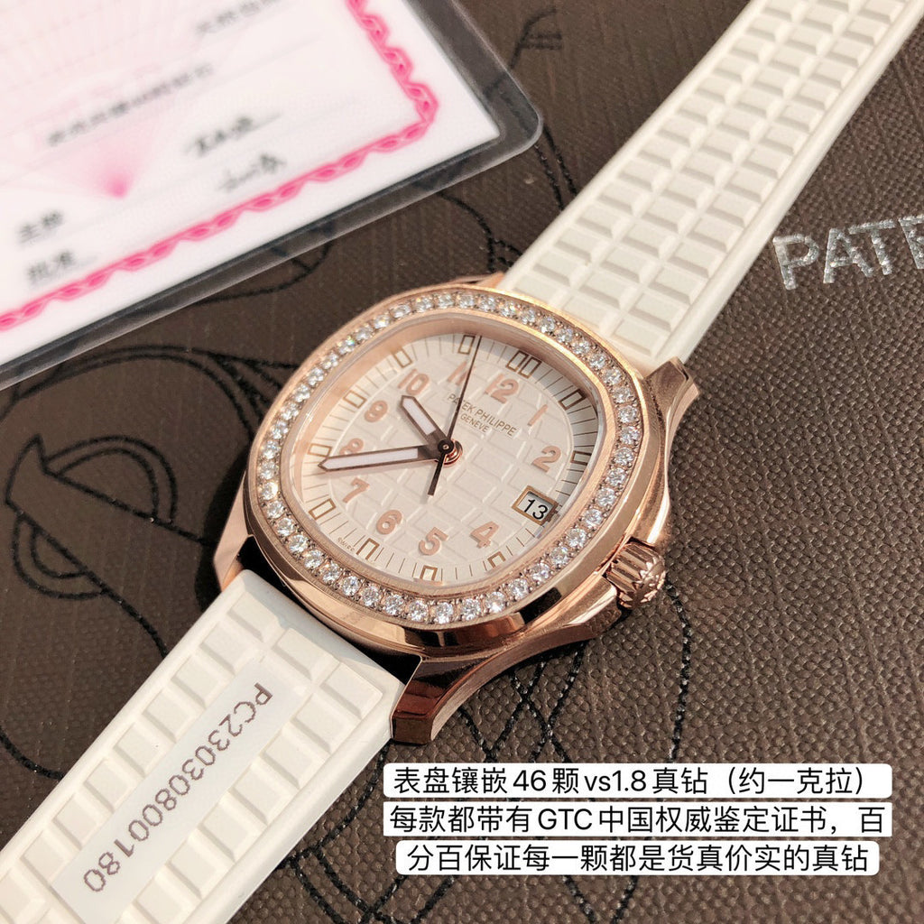 Patek Philippe Mechanical Watches With Diamonds On Silicone Straps Watch #96352