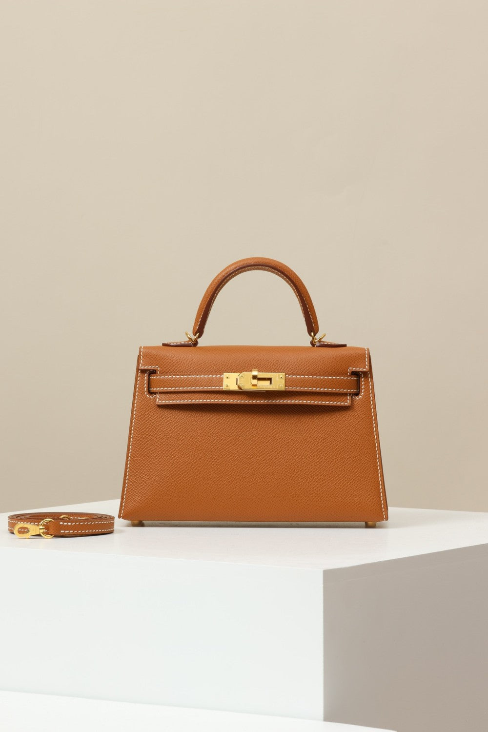 Hermes Women's Fashion Classic Leather Silver Buckle Grain Kelly Bag Handbag Tote Bag Bags KL190240 Handcrafted Leather Bag From The Original Factory's Premium Custom Collection #78391