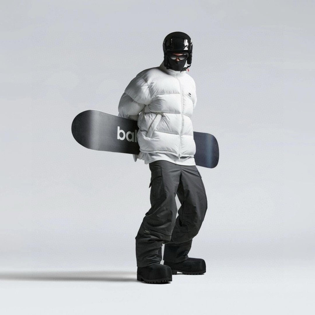 Balenciaga Men's Winter Black And White Zip 3b Sports Icon Ski Puffer Down Jacket #73743