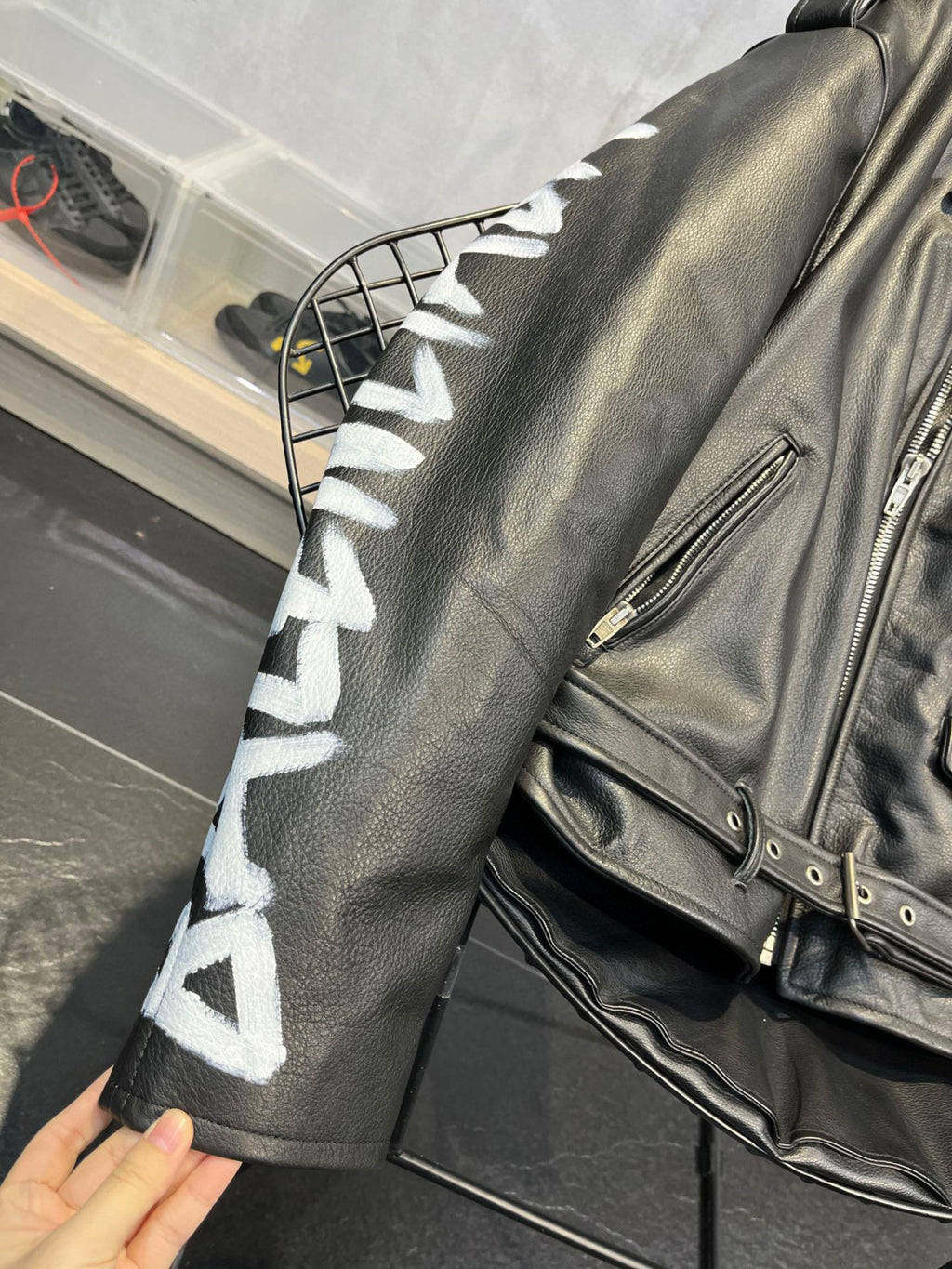 Balenciaga Letter Zip Leather Jacket in Black Ngvp #6497