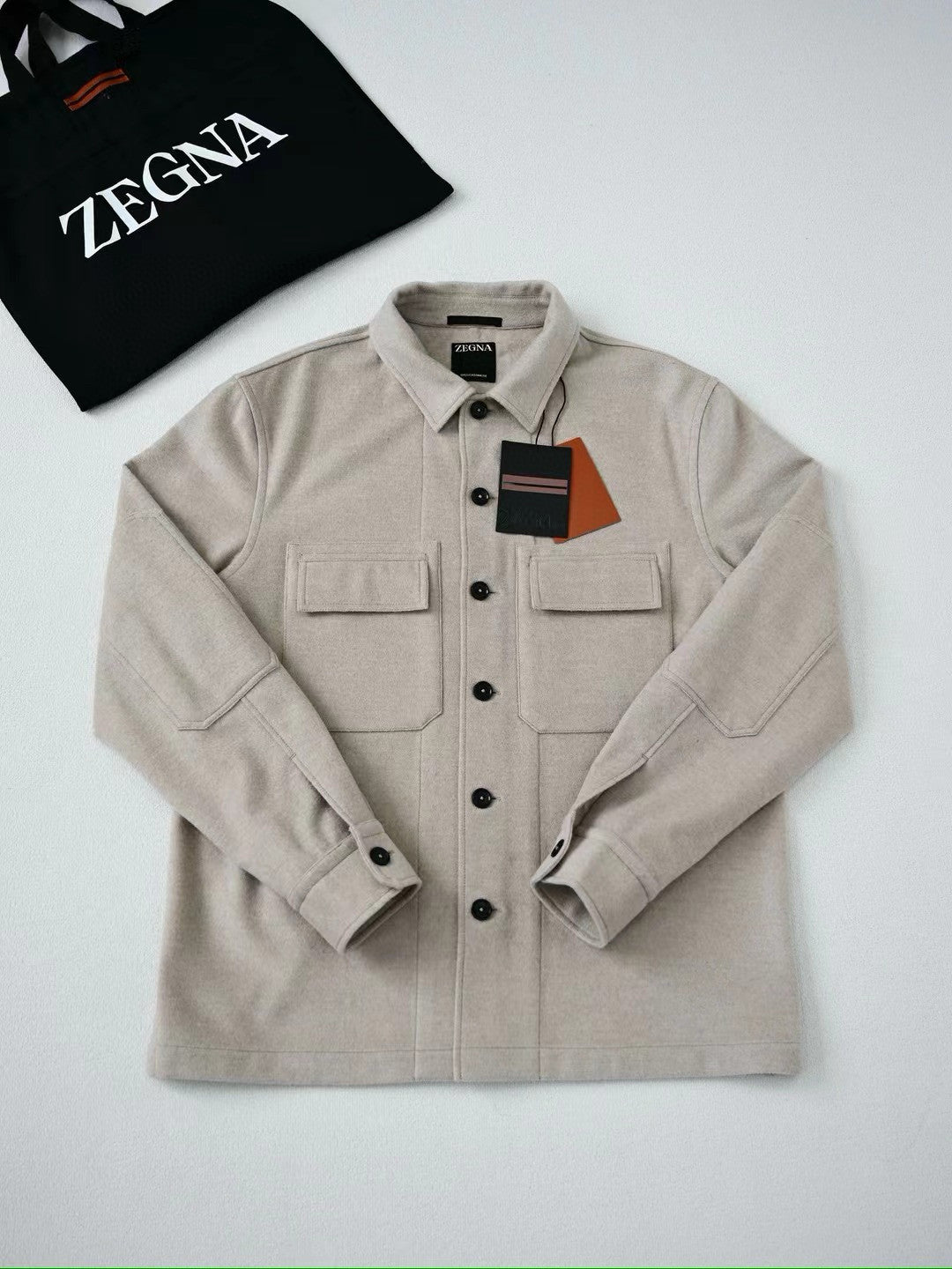 Ermenegildo Zegna Oasi Cashmere Alba Shirt Jacket Men's Luxury Solid Color Temperament Wool Shirt Fashion Casual Lapel Single Breasted Shirt Jacket Ngvp #2493