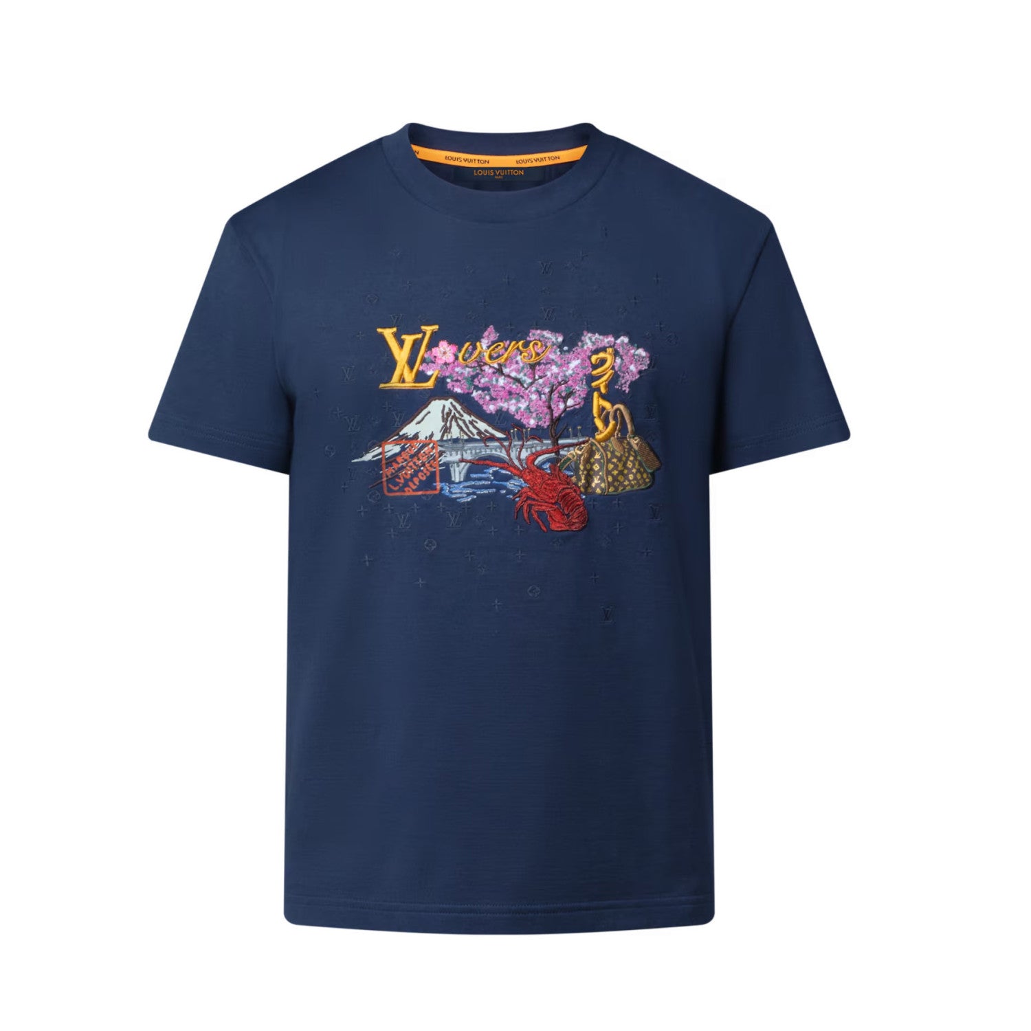 Louis Vuitton Men's Summer Solid Color Fashion Casual Letter Embroidery Short Sleeve Cotton T-Shirt #78192