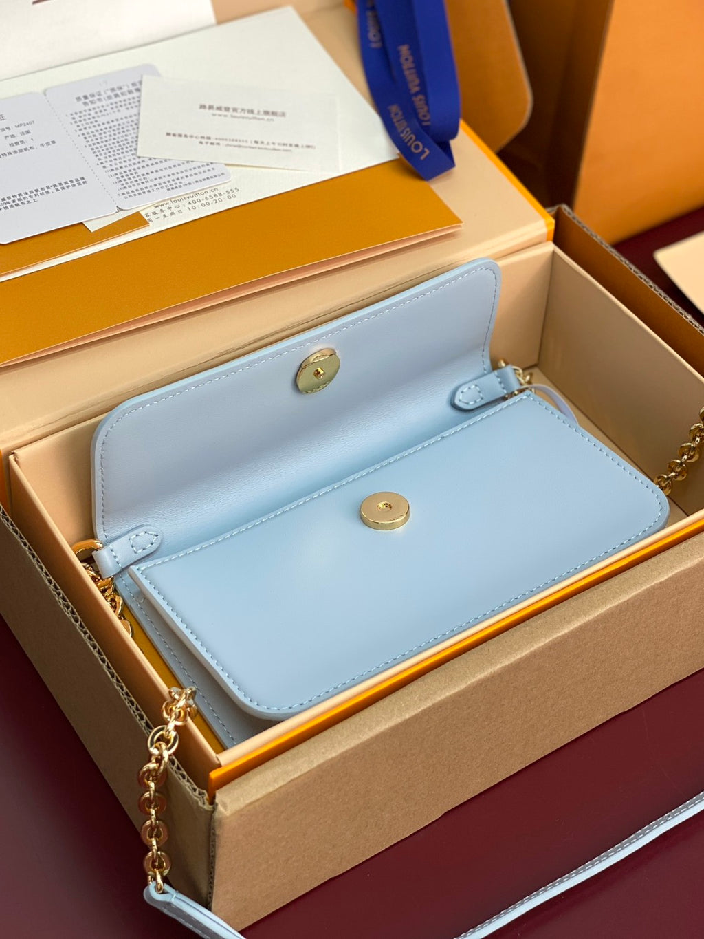 Louis Vuitton WALLET ON CHAIN LV BLOOM Women's Solid Color Metal Chain Shoulder Strap Cowhide Leather Handbag Single Shoulder Crossbody Bag Bags #77333