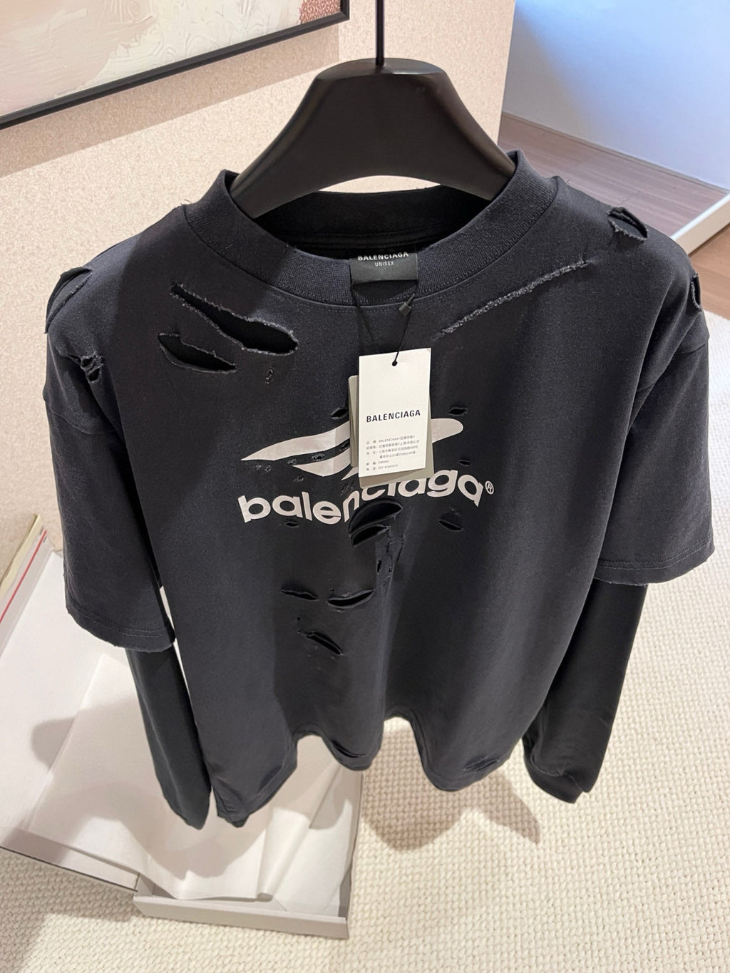 Balenciaga 3b Sport Icon Medium Fit Layered T-shirt Men's Retro High Street Trend Round Neck Spring And Autumn Fake Two T-shirt #71846