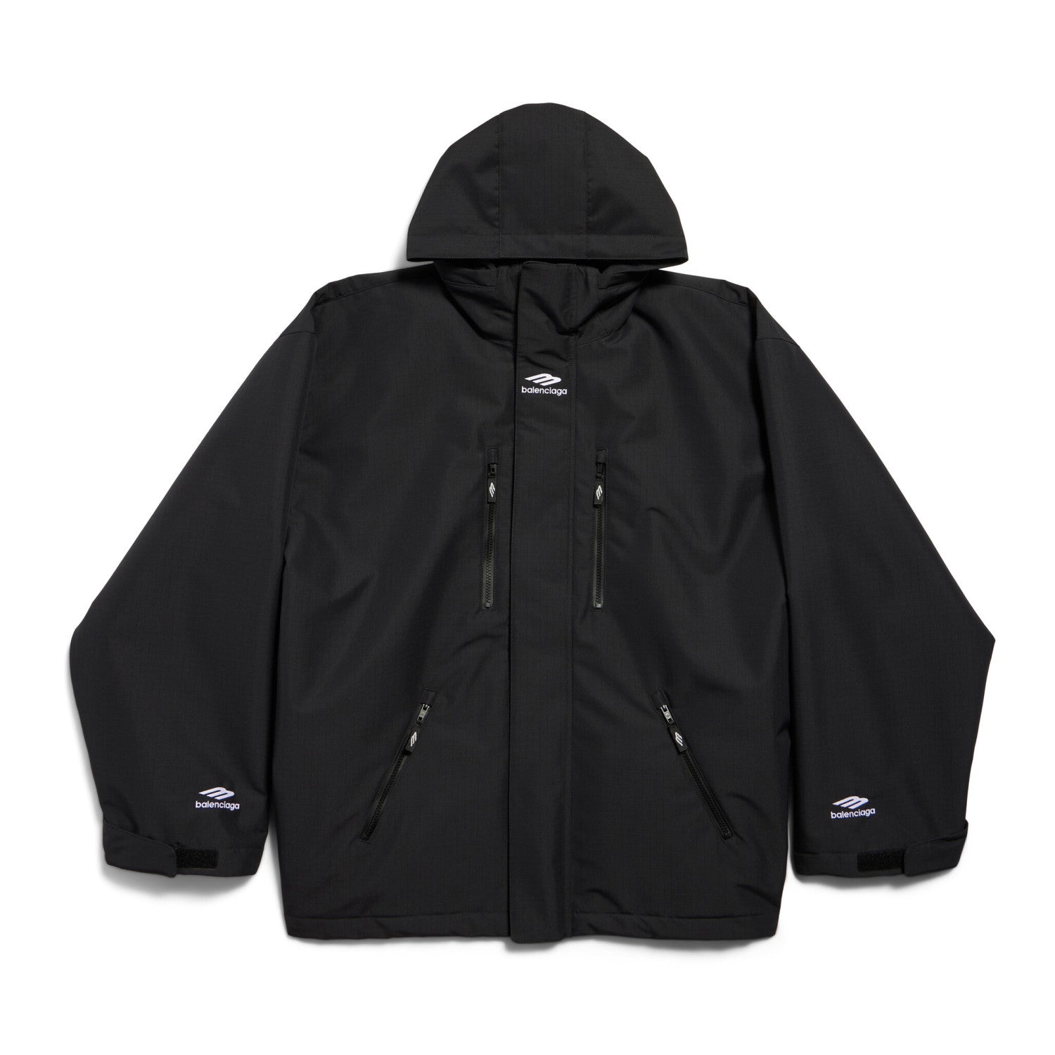 Balenciaga Men's Spring and Autumn Black Letter Printed Hooded Zipper Long Sleeve Jacket #74375