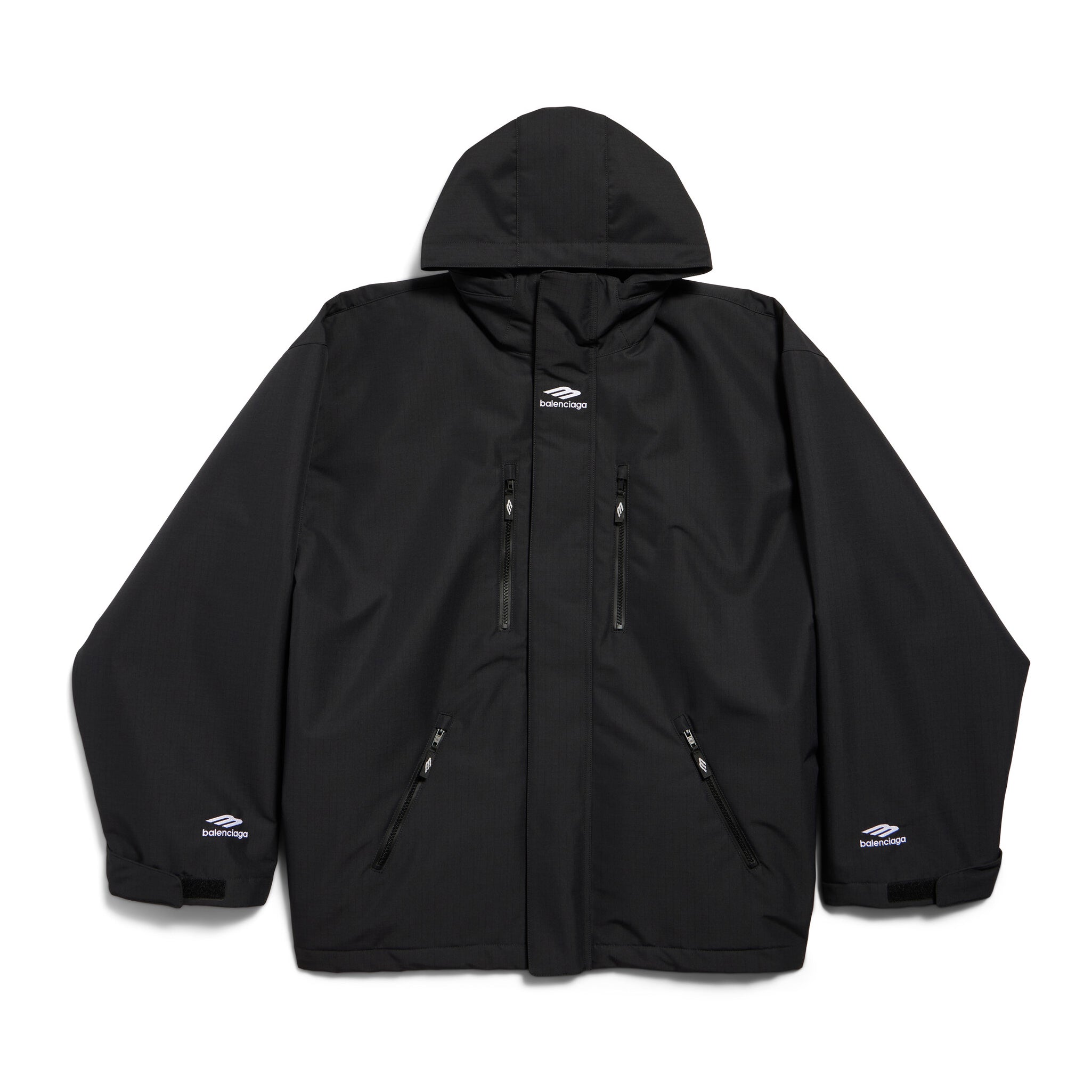 Balenciaga Men's Spring and Autumn Black Letter Printed Hooded Zipper Long Sleeve Jacket #74375