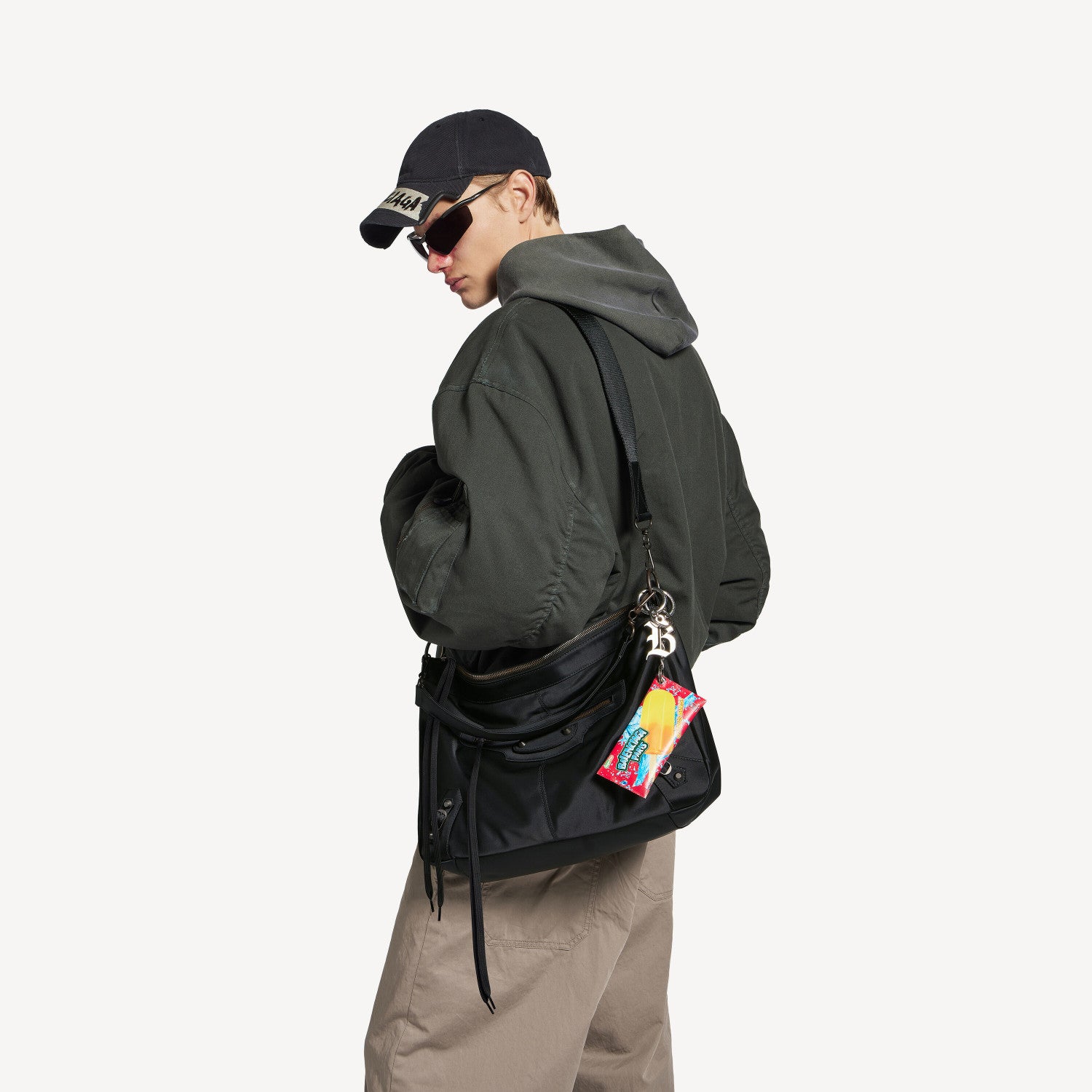 Balenciaga Men's Le City Moto Medium In Black Retro Nylon Motorcycle Bag Stylish Casual Crossbody Shoulder Bag #194664