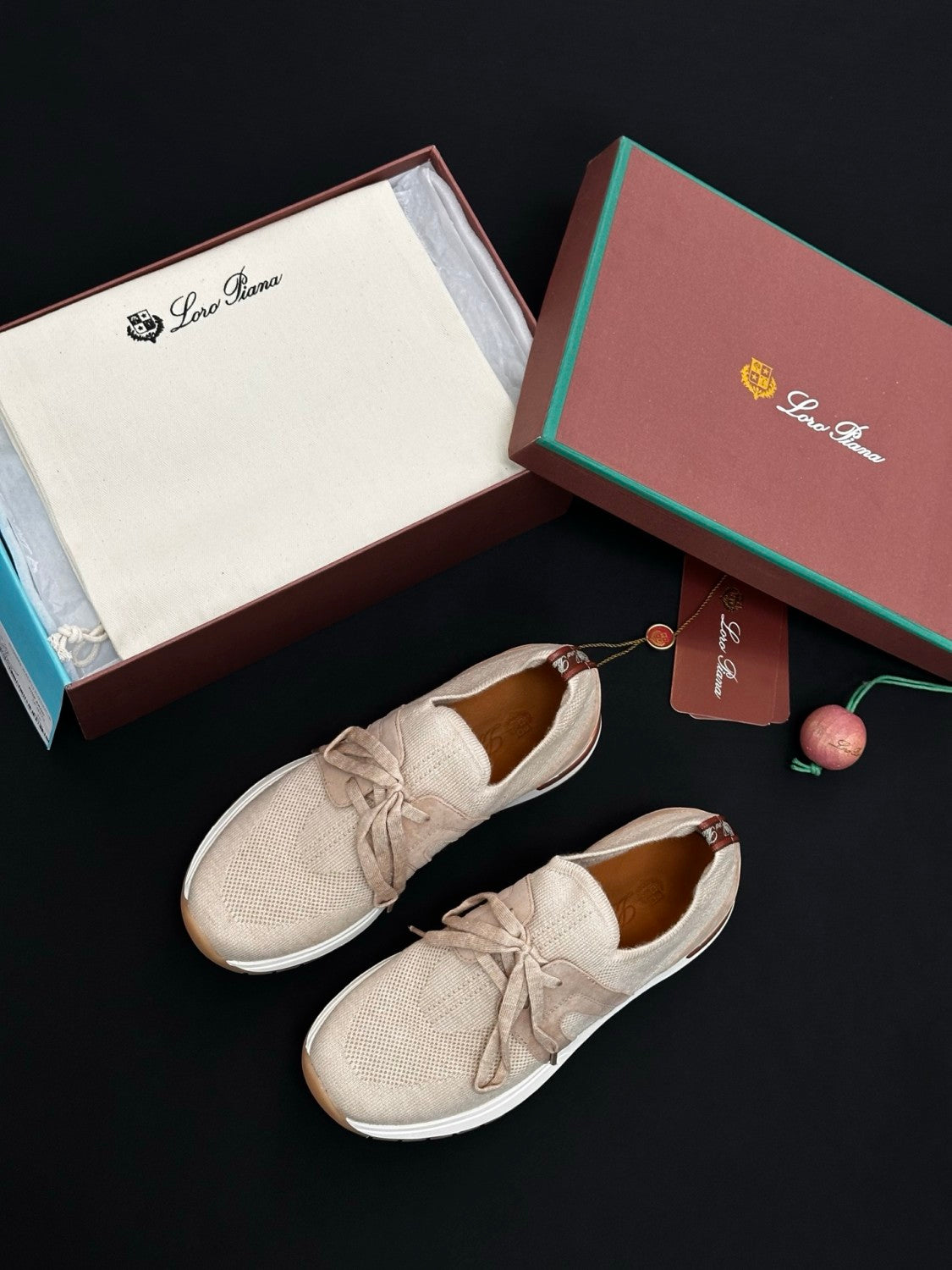 Loro Piana Lady Flexy Walk Sneaker Wish Wool Ancient Sandstone Low Top #383060
