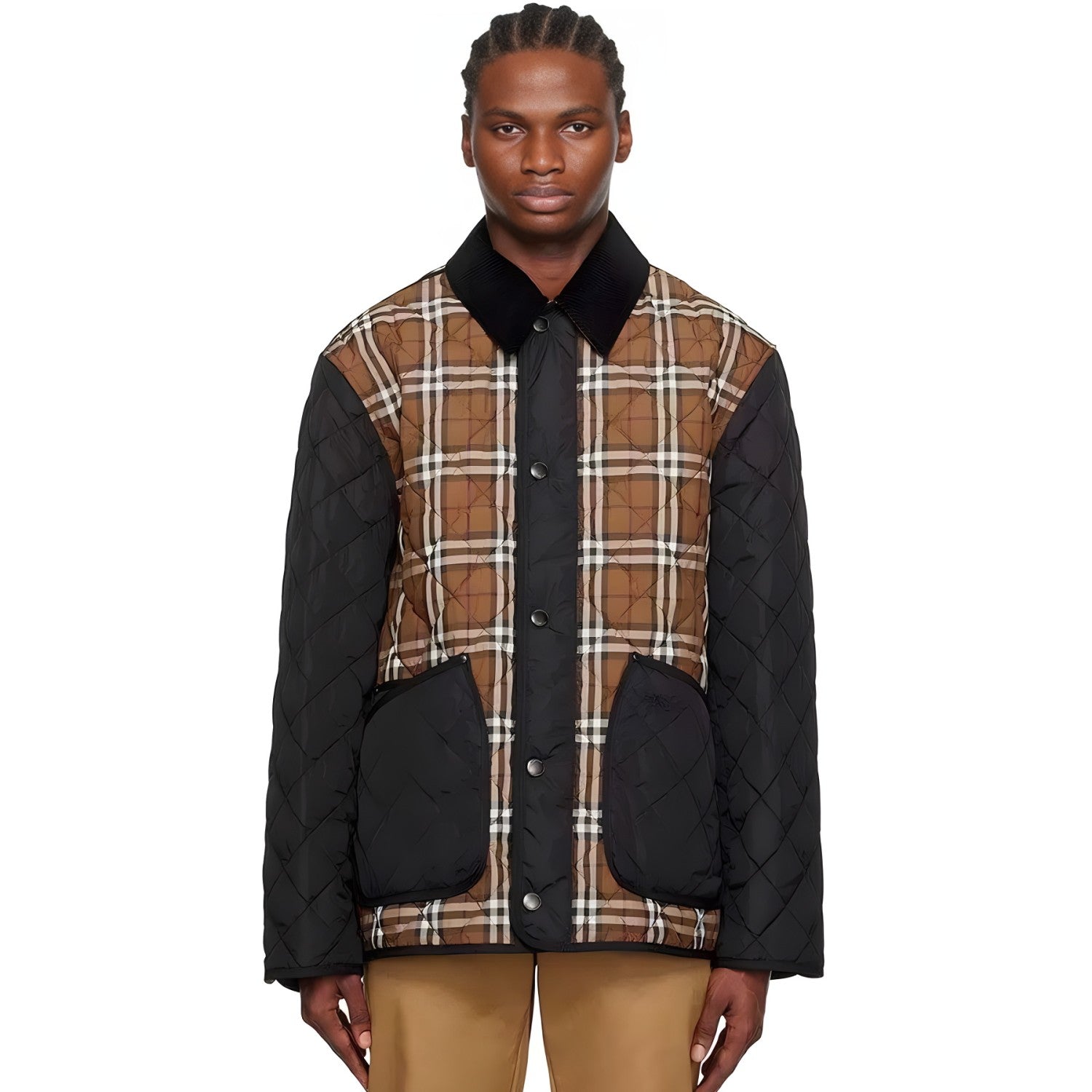 Burberry Men's And Women's Fall And Winter Color Blocking Plaid Print Single Breasted Loose Casual Long Sleeved Jacket #73144