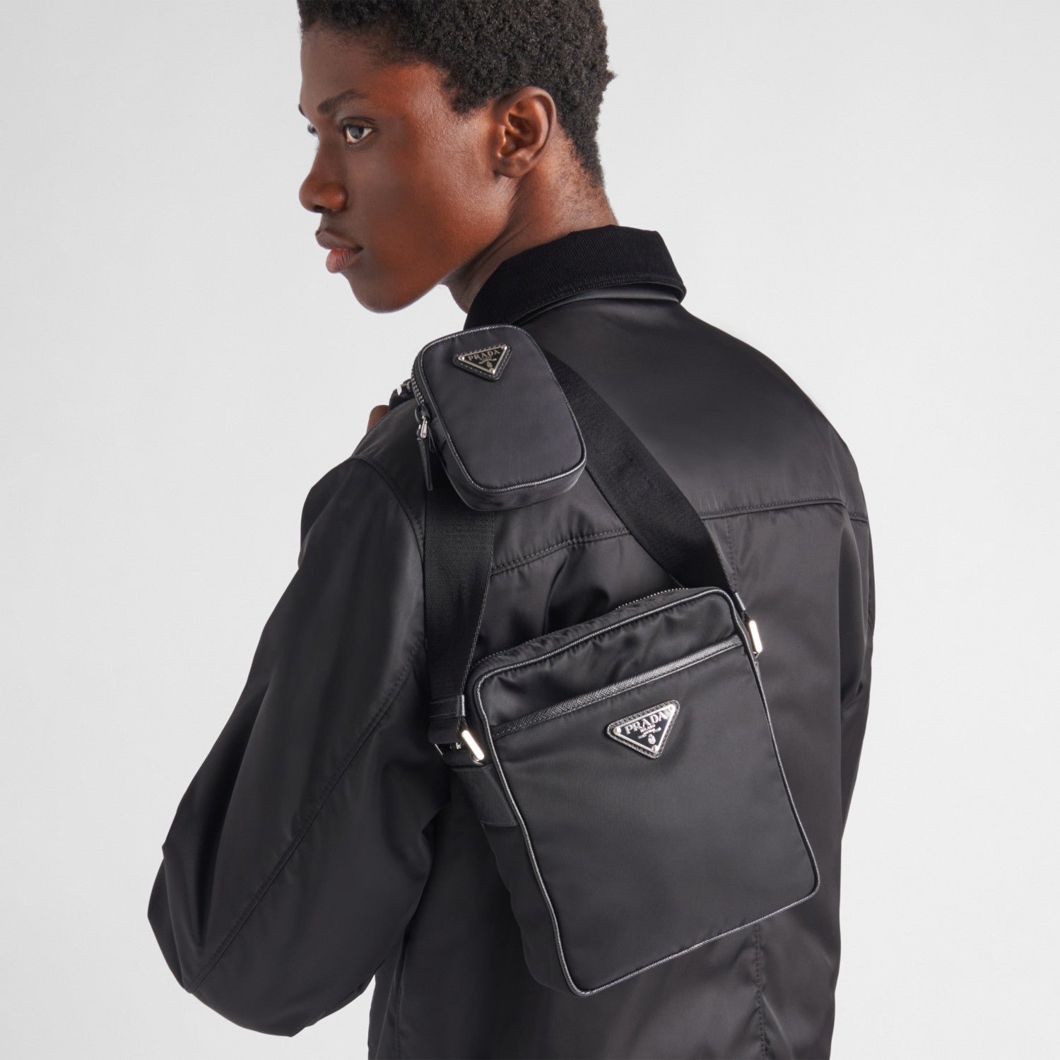 Prada Re-Nylon And Saffiano Men's And Women's Solid Color Fashion Casual Logo Triangle Emblem Minimalist Stylish Nylon Crossbody Bag Shoulder Bag Bags #79176
