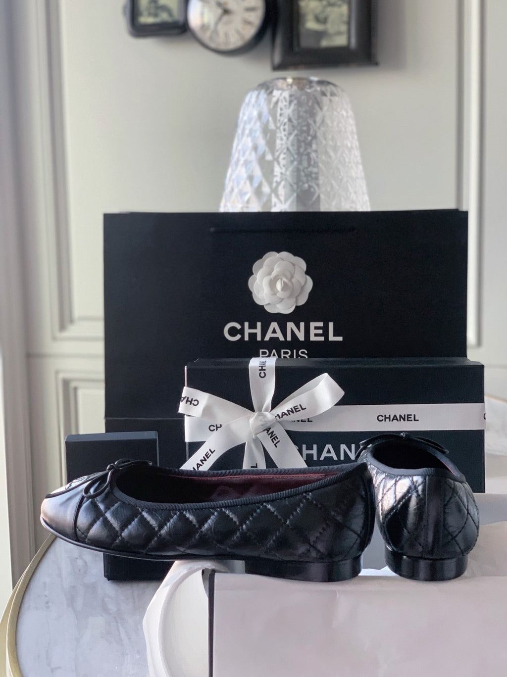 Chanel Women's Spring/Summer Solid Color Diamond Textured Leather Ballet Shoes #77665