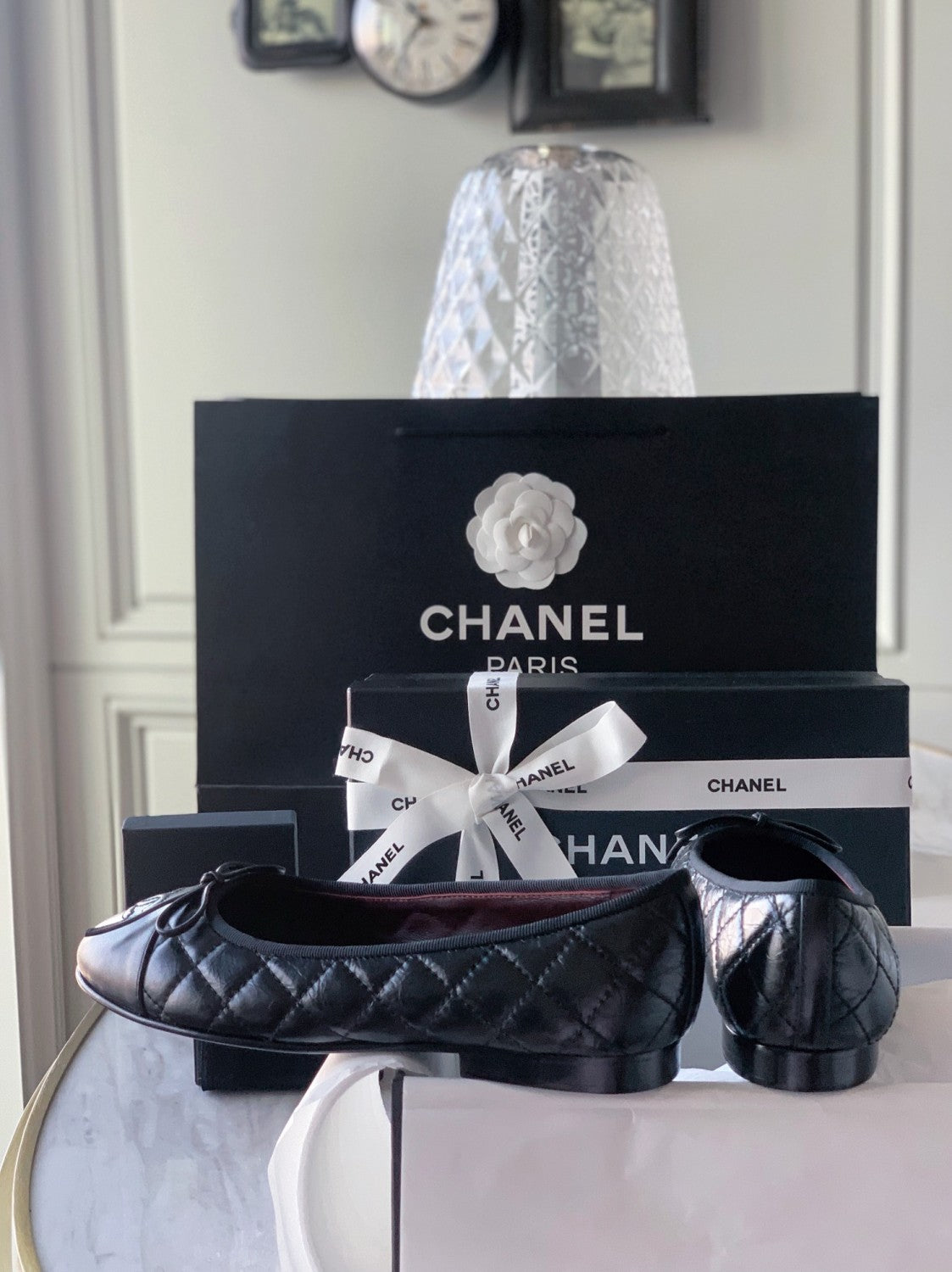 Chanel Women's Spring/Summer Solid Color Diamond Textured Leather Ballet Shoes #77665