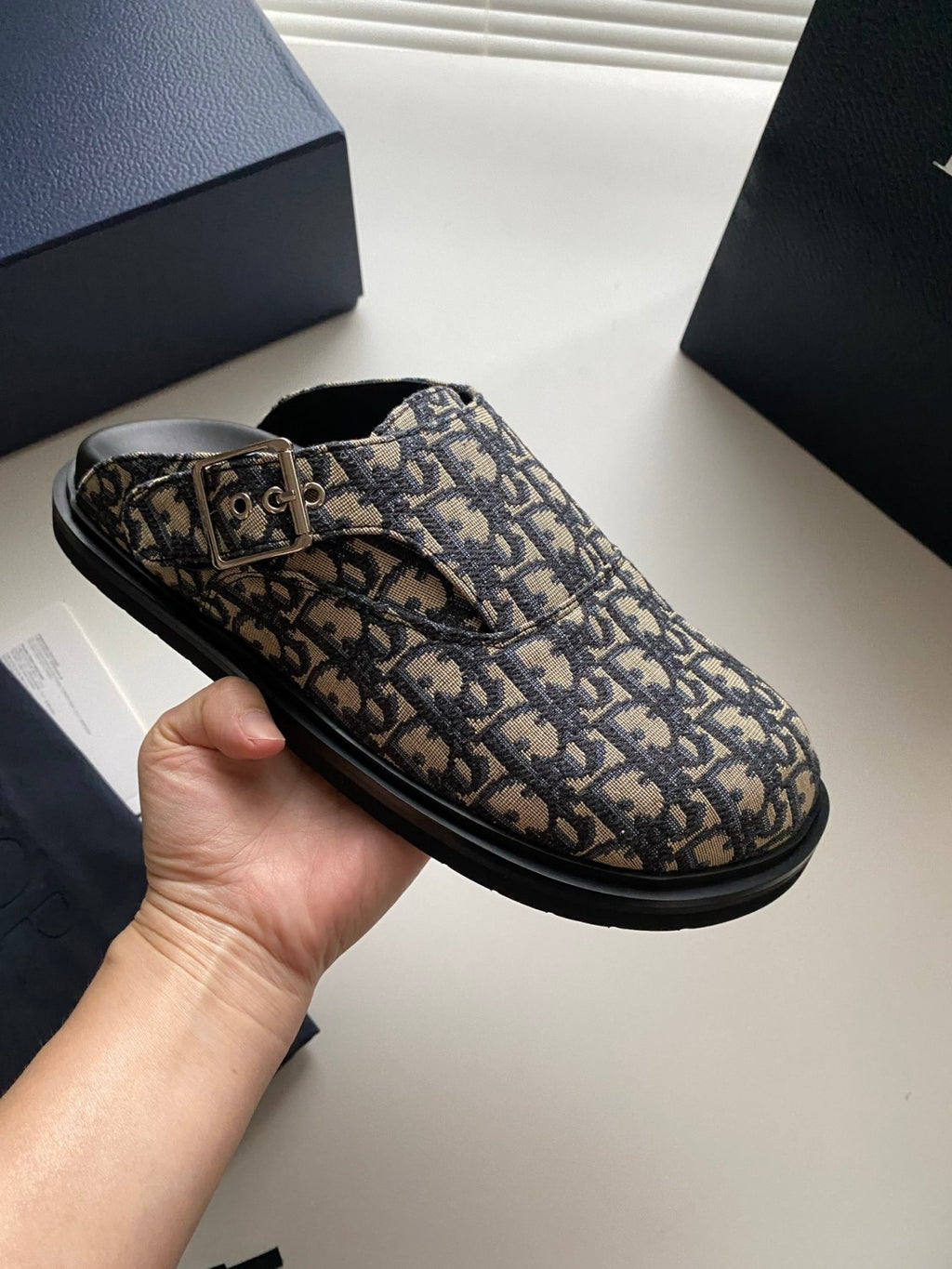 Dior Aqua Men's Summer Solid Color Letter Print Buckle Design Mule Shoes Sandals #77185