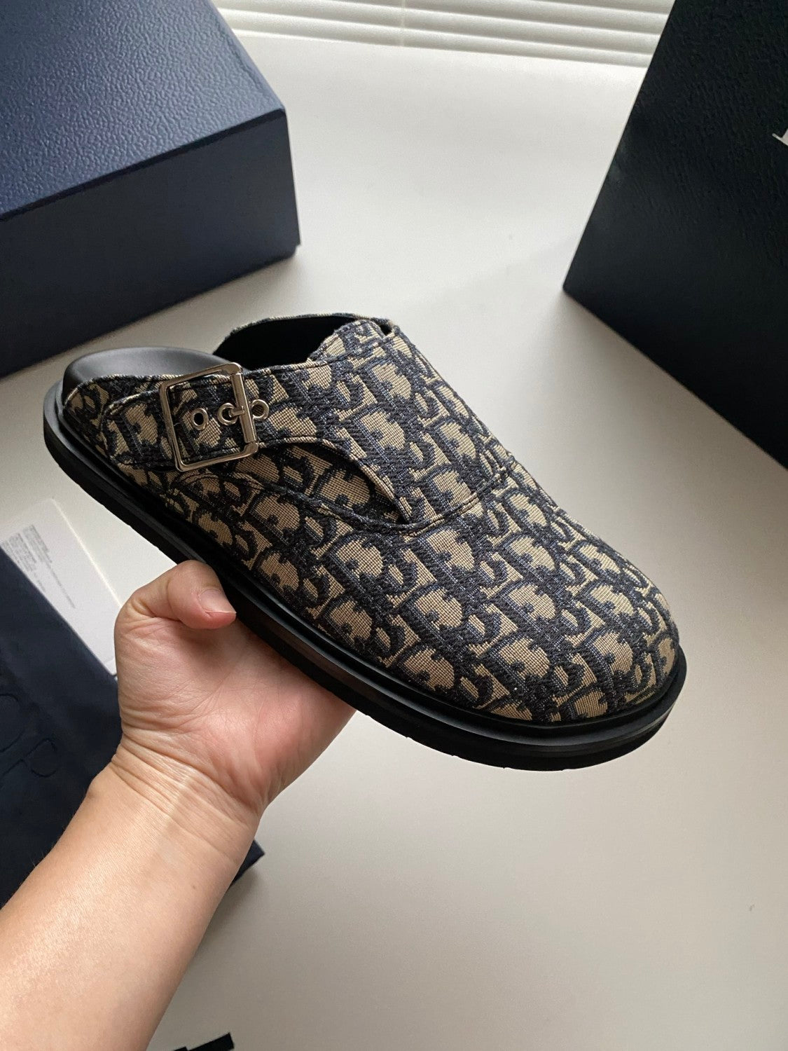 Dior Aqua Men's Summer Solid Color Letter Print Buckle Design Mule Shoes Sandals #77185