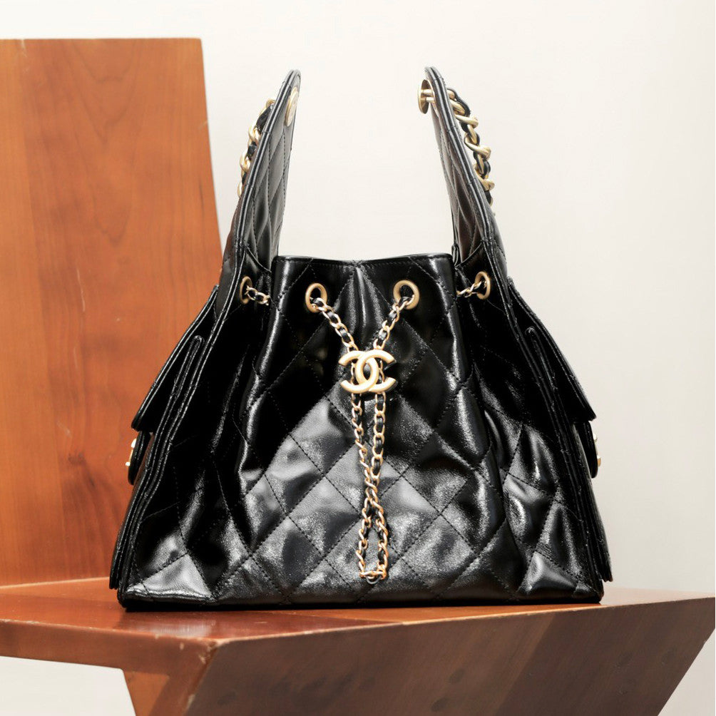 Chanel Women's Fashion Classic Solid Color Leather Logo Drawstring Underarm Bag Chain Handbag Tote Shoulder Bag Bags AS5293-B20304-U2367 #78855