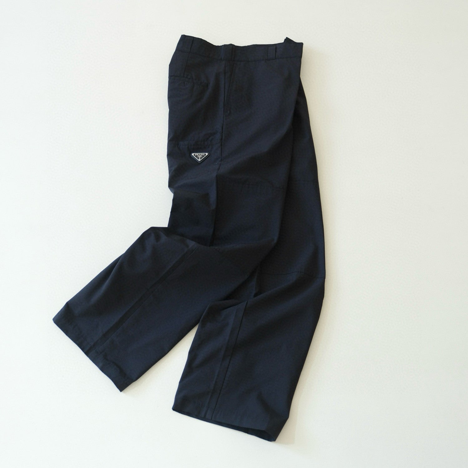 Prada Men's And Women's Women's Spring/summer Fashion Casual Solid Color Logo Triangle Emblem Recycled Nylon Relaxed Straight Leg Pants #79541