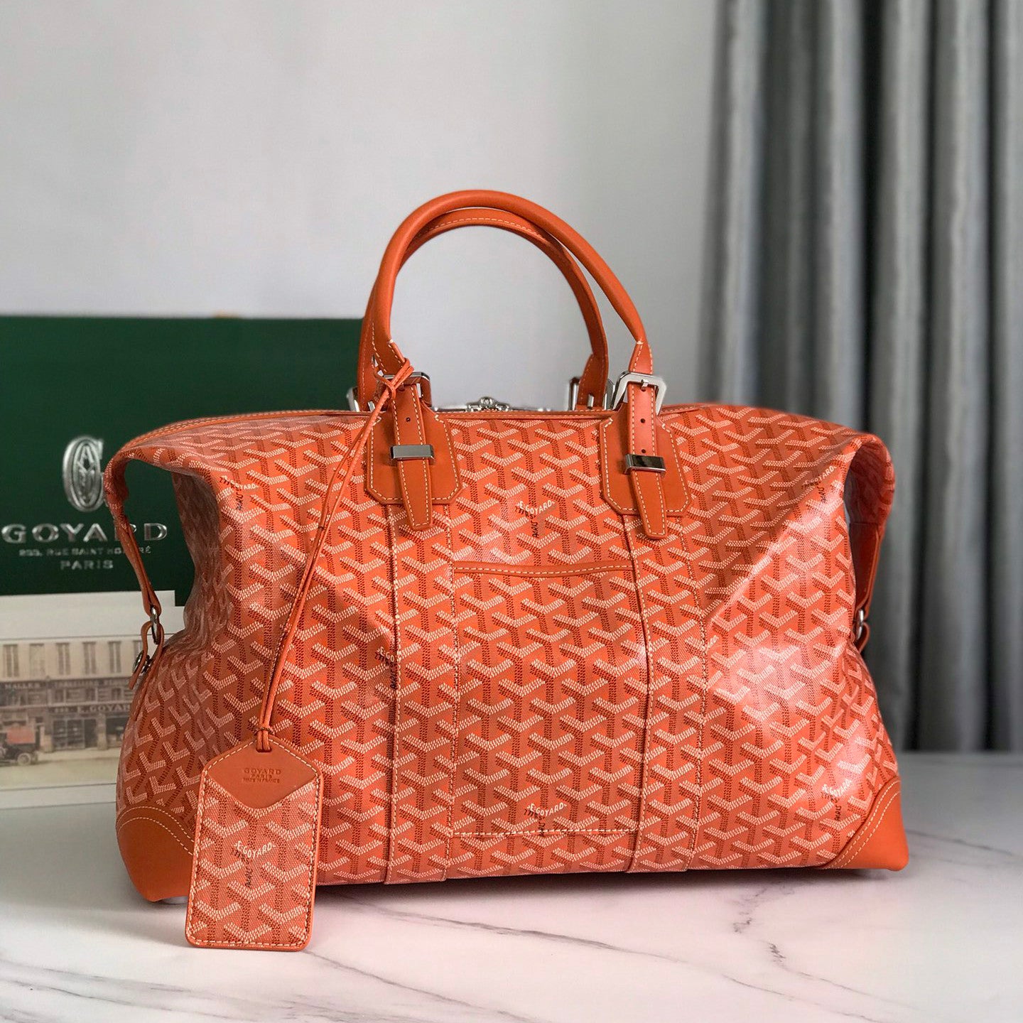 GOYARD Men's And Women's Old Flower Full Print Canvas Collocation Cowhide Shoulder Cross Handbag Travel Bag Bags #75471