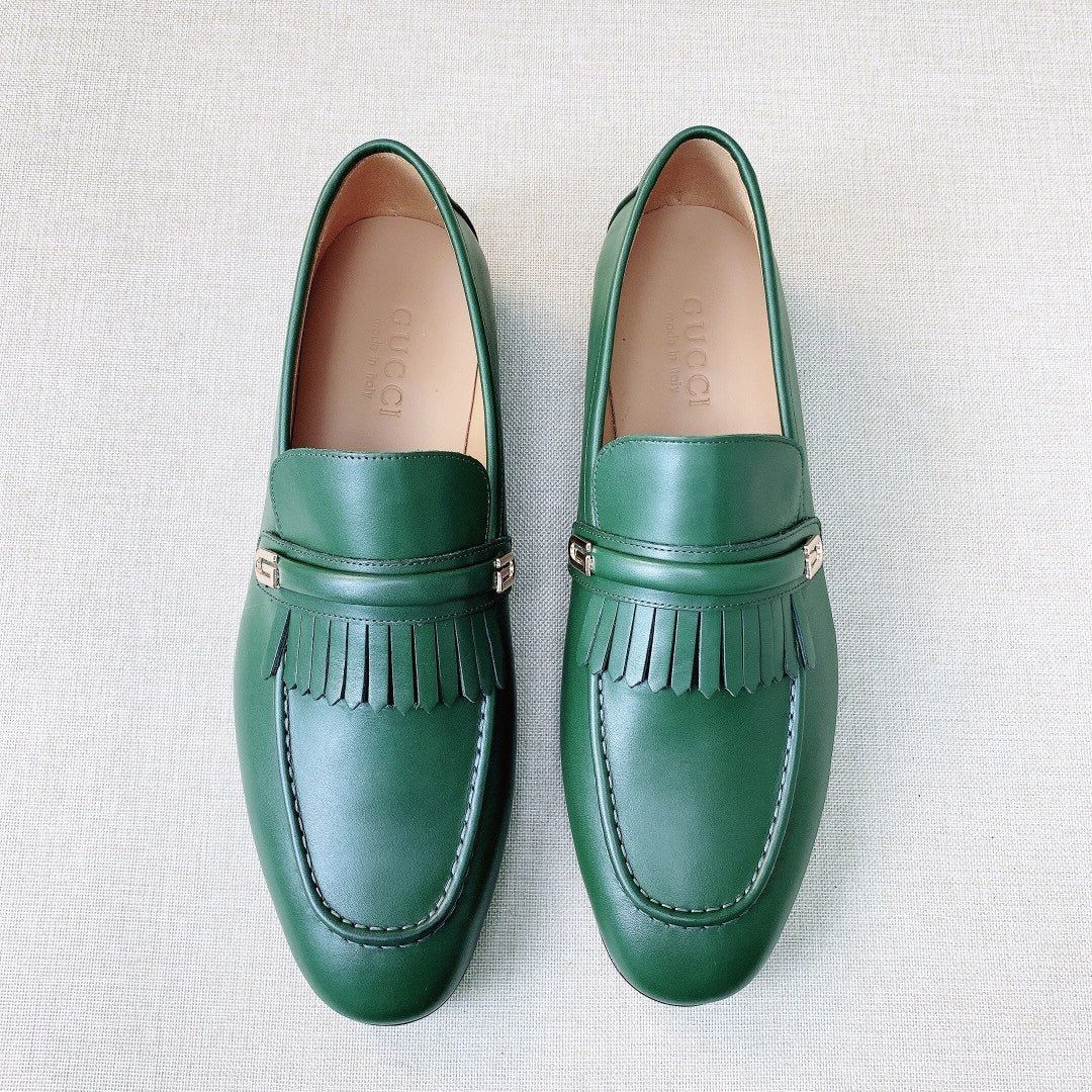 Gucci G Decorative Tassel Men's Loafers Spring And Summer Fashion Cowhide Comfortable Breathable Low-heeled Leather Shoes #76855