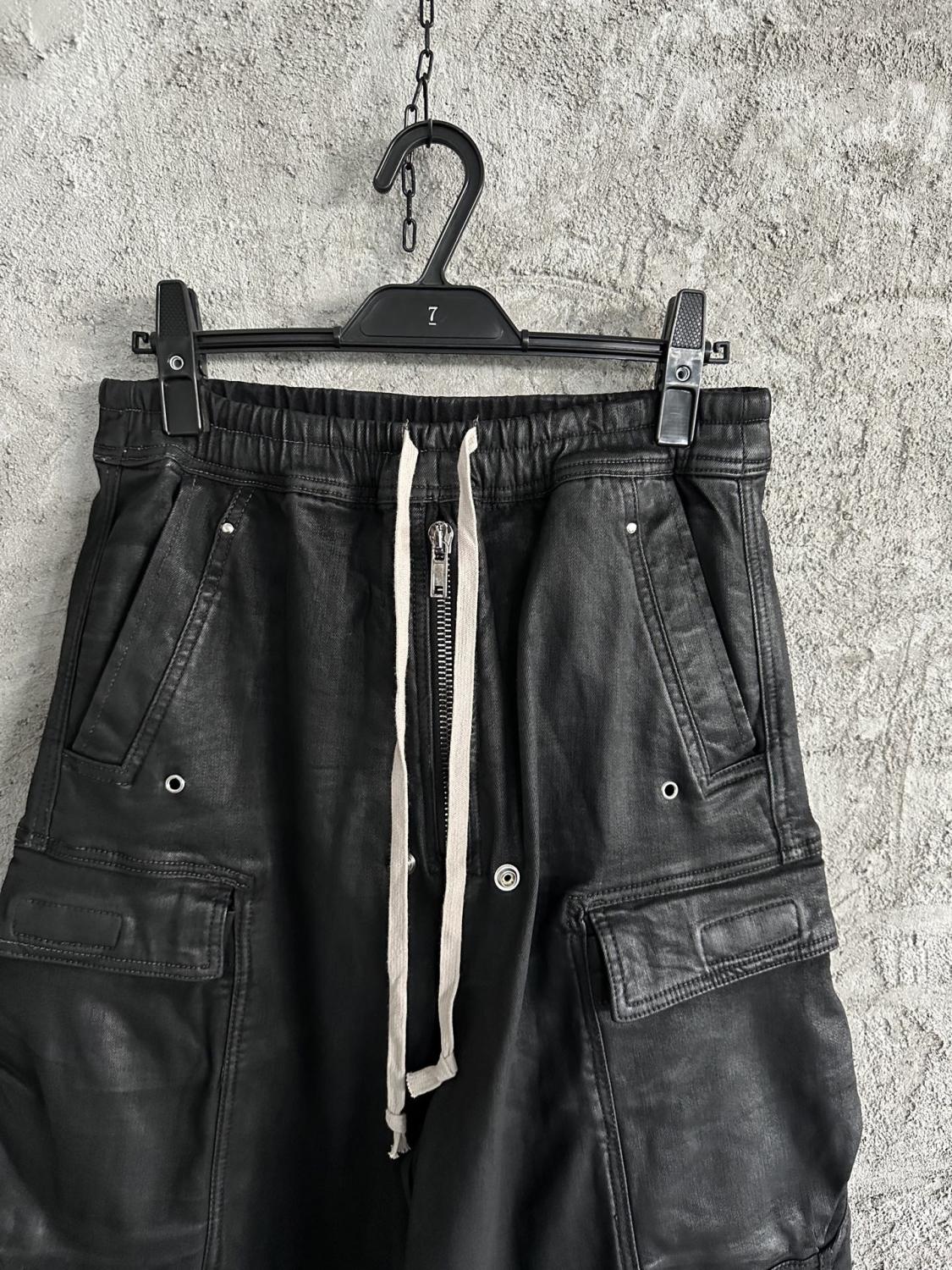 Rick Owens Men's High Street Four Seasons Batik Solid Color Stretch Lace-Up Workwear Flared Pants Casual Denim Trousers Pants Ngvp #1772