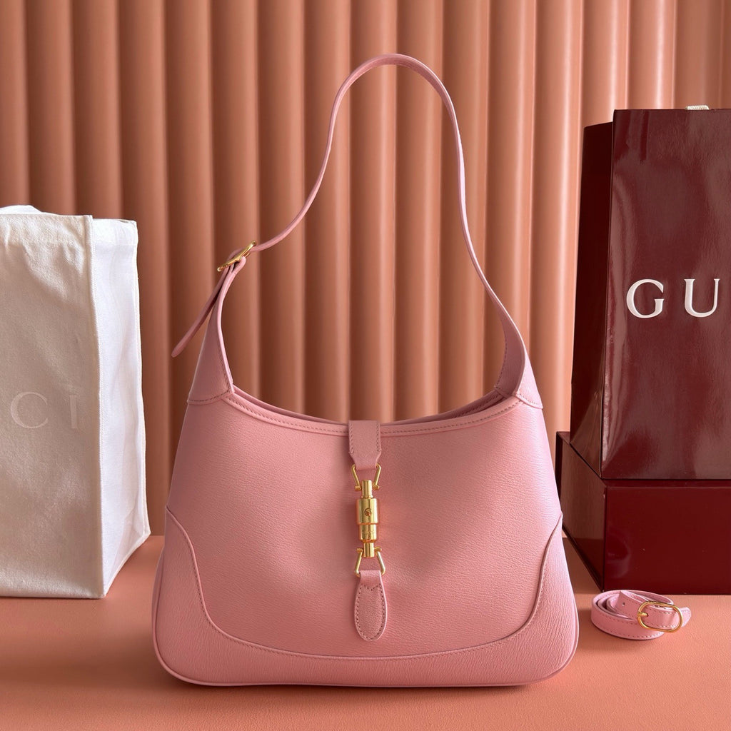 Gucci Jackie Slim Series Medium Shoulder Bag La Famiglia Series Demna Clutch Pink Underarm Bag Classic Vintage Elegant Casual Bags 863137AAGDJ5825 #197407