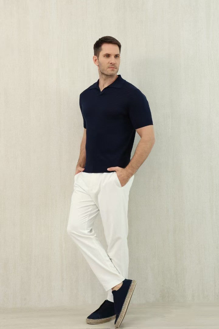 Loro Piana Men's Summer Refreshing Thin Knitted Lapel Short-sleeved Top Multicoloured Fashion Comfortable Temperament T-shirt Ngvp #9956