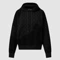 Louis Vuitton Men's Spring and Autumn Black Knitted Jacquard Patchwork Pullover Hoodie Monogram Velvet Stripe Long Sleeve Hooded Sweatshirt  #76342