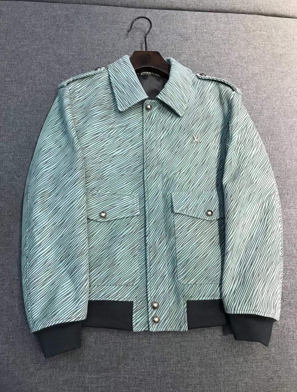Louis Vuitton Men's And Women's Spring/Fall Fashion Casual Collared Letter Print Suede Long Sleeve Leather Jacket #328293