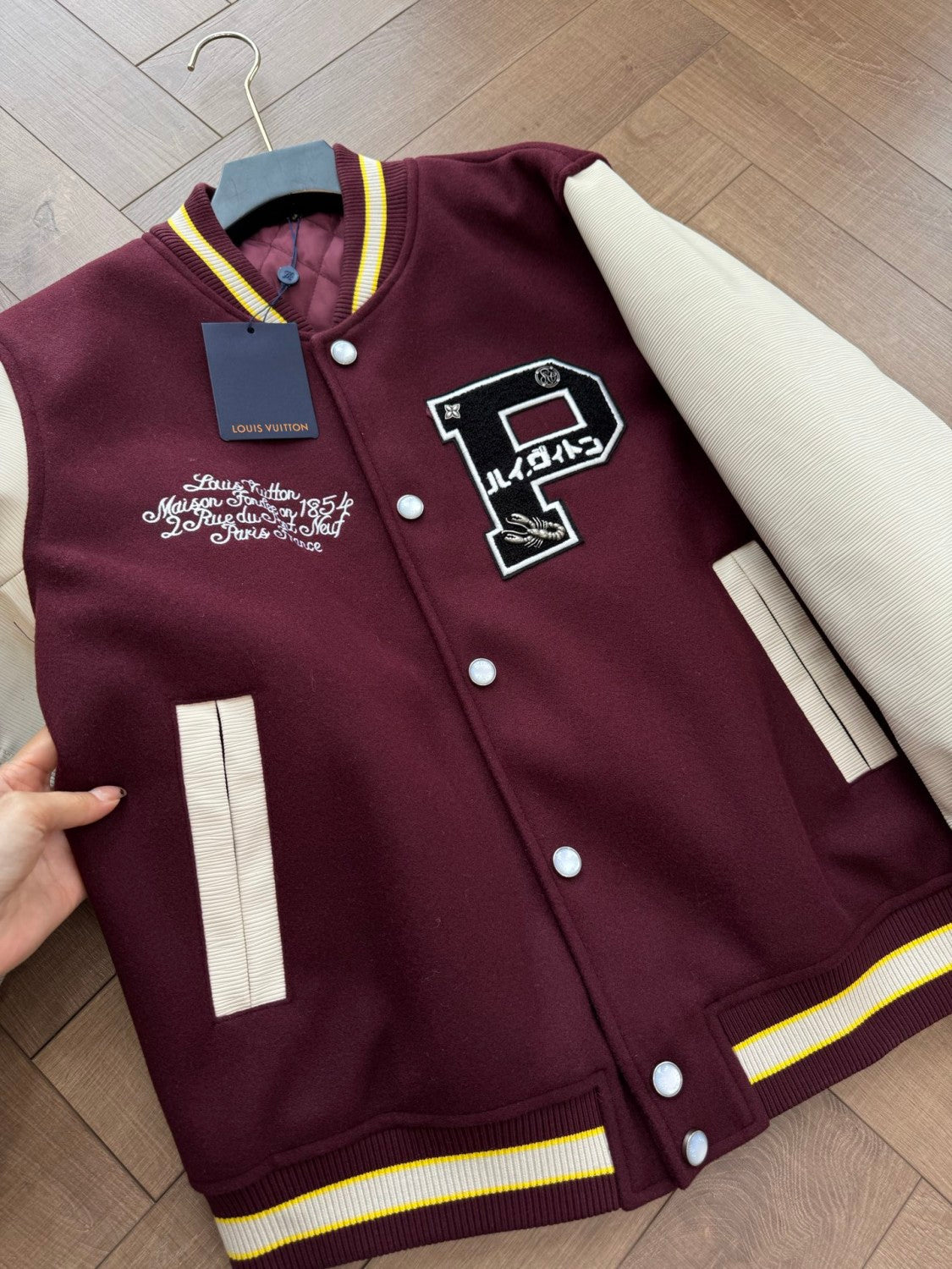 Louis Vuitton x 25FW Men's Letter Badge Printed Stand Collar Pocket Long Sleeve Baseball Uniform #332524