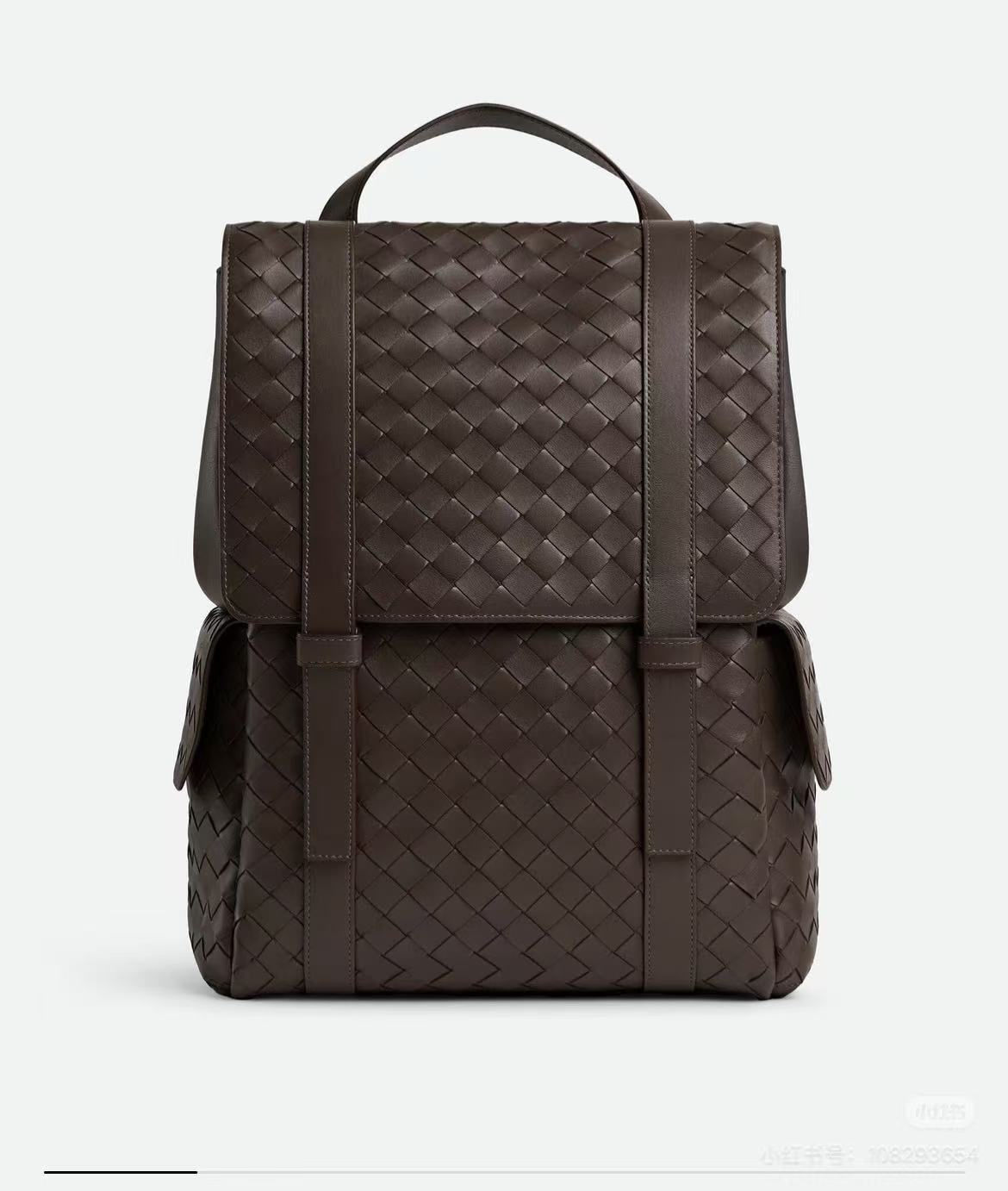 Bottega Veneta Back To School Men's Solid Color Flap Closure Woven Cowhide Leather Shoulder Bag Backpack Rucksack Bags #195225