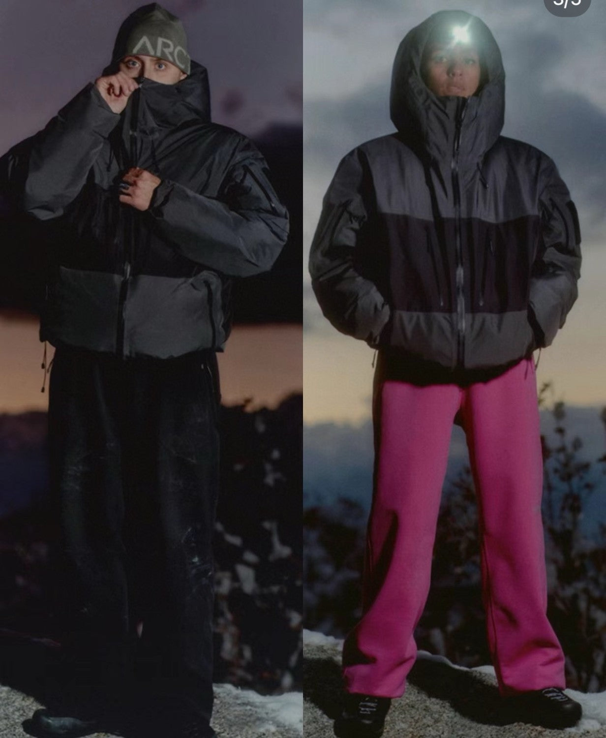 Arcteryx Men's Women's Colorblocking Autumn And Winter Even Hard Shell Hooded Puffer Down Jacket Long Sleeve Loose Jacket Coat Ngvp #9533
