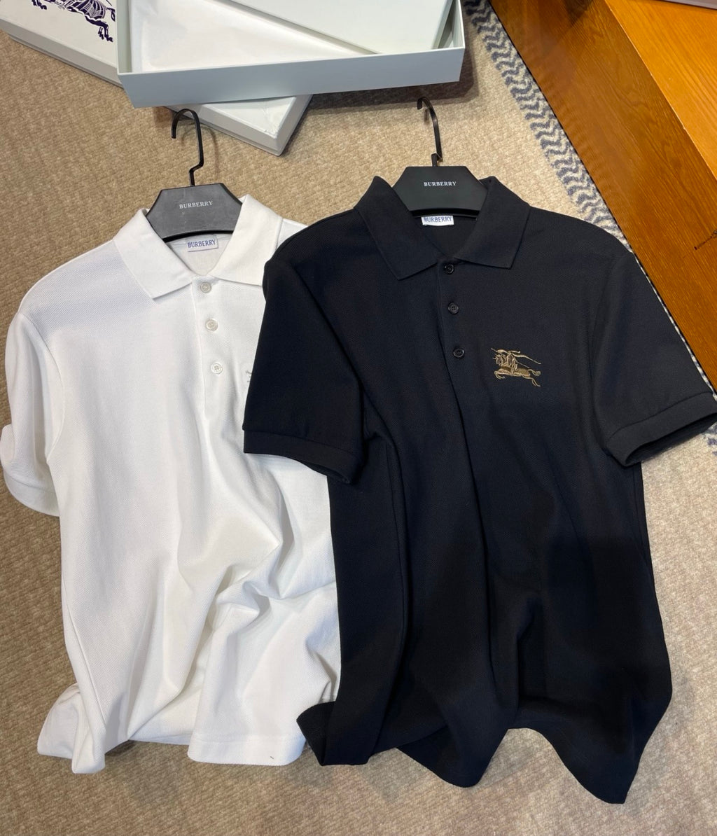 Burberry Metallic EKD Cotton Polo Shirt in Black #377794