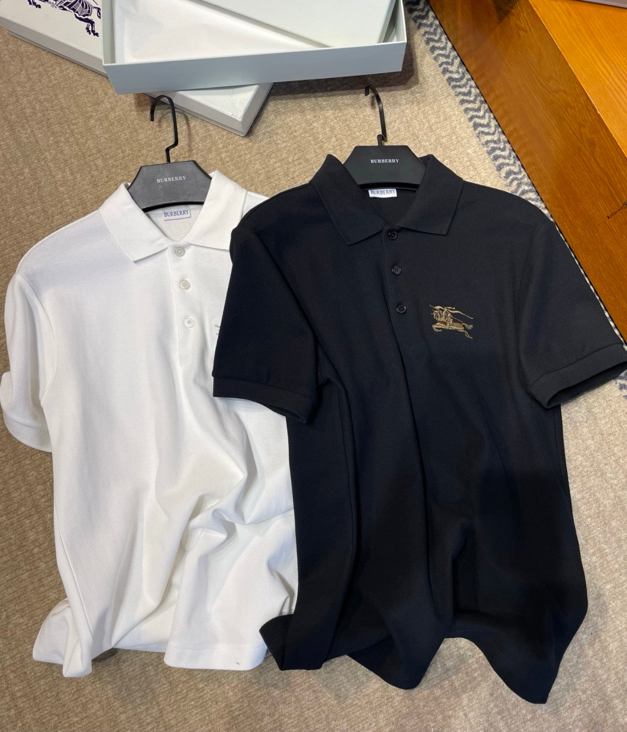 Burberry Metallic EKD Cotton Polo Shirt in Black #377794
