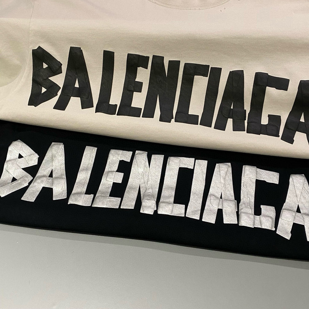 Balenciaga Men's Summer Letter Logo Print Round Neck Regular Fit Short Sleeve T-Shirt #75977