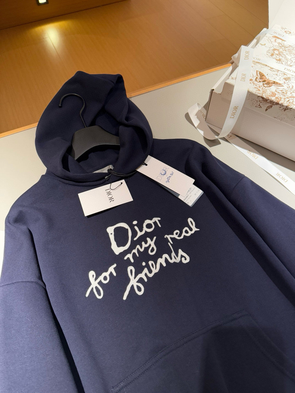Dior Men's Spring and Autumn Solid Color Logo Letter Printed Hooded Loose Long Sleeve Sweatshirt #75496