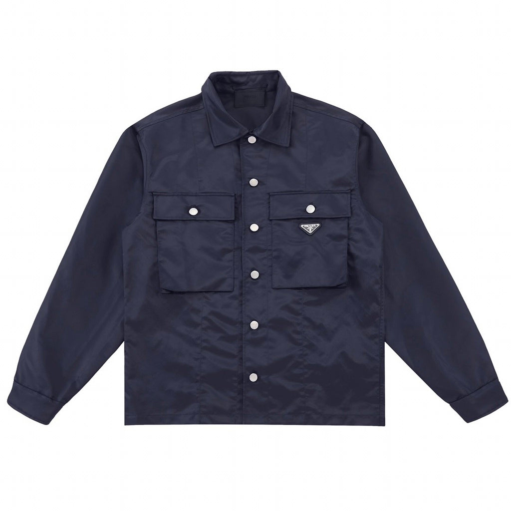 Prada Men's Spring And Fall Solid Color Nylon Lapel Single Breasted Long Sleeved Jacket #72496