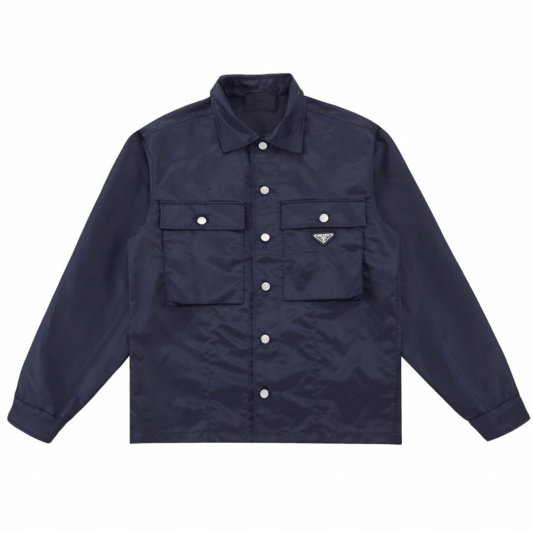 Prada Men's Spring And Fall Solid Color Nylon Lapel Single Breasted Long Sleeved Jacket #72496