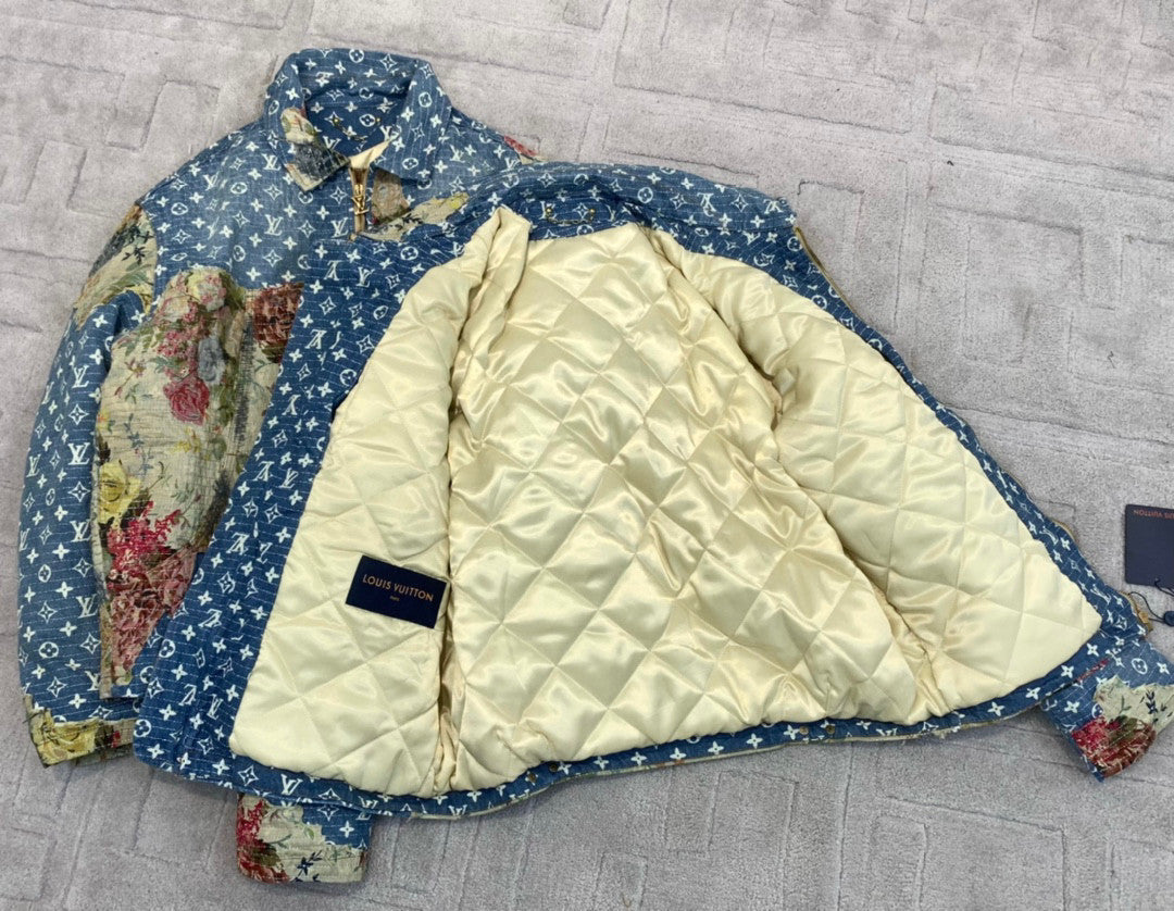 Louis Vuitton Floral Print Denim Zip Jacket #96522
