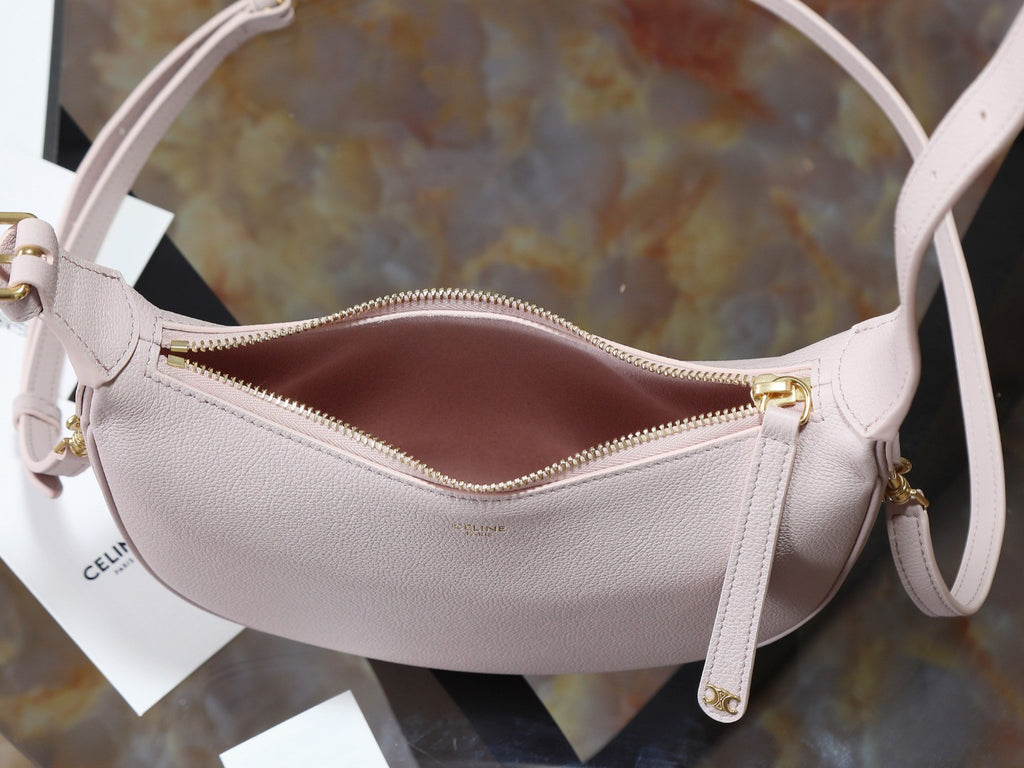 Celine Women's Pink Teen Lulu Handbag Stylish Vintage-inspired Half-moon Clutch Crossbody Bag Bags 120723ENY.25BD #81821A