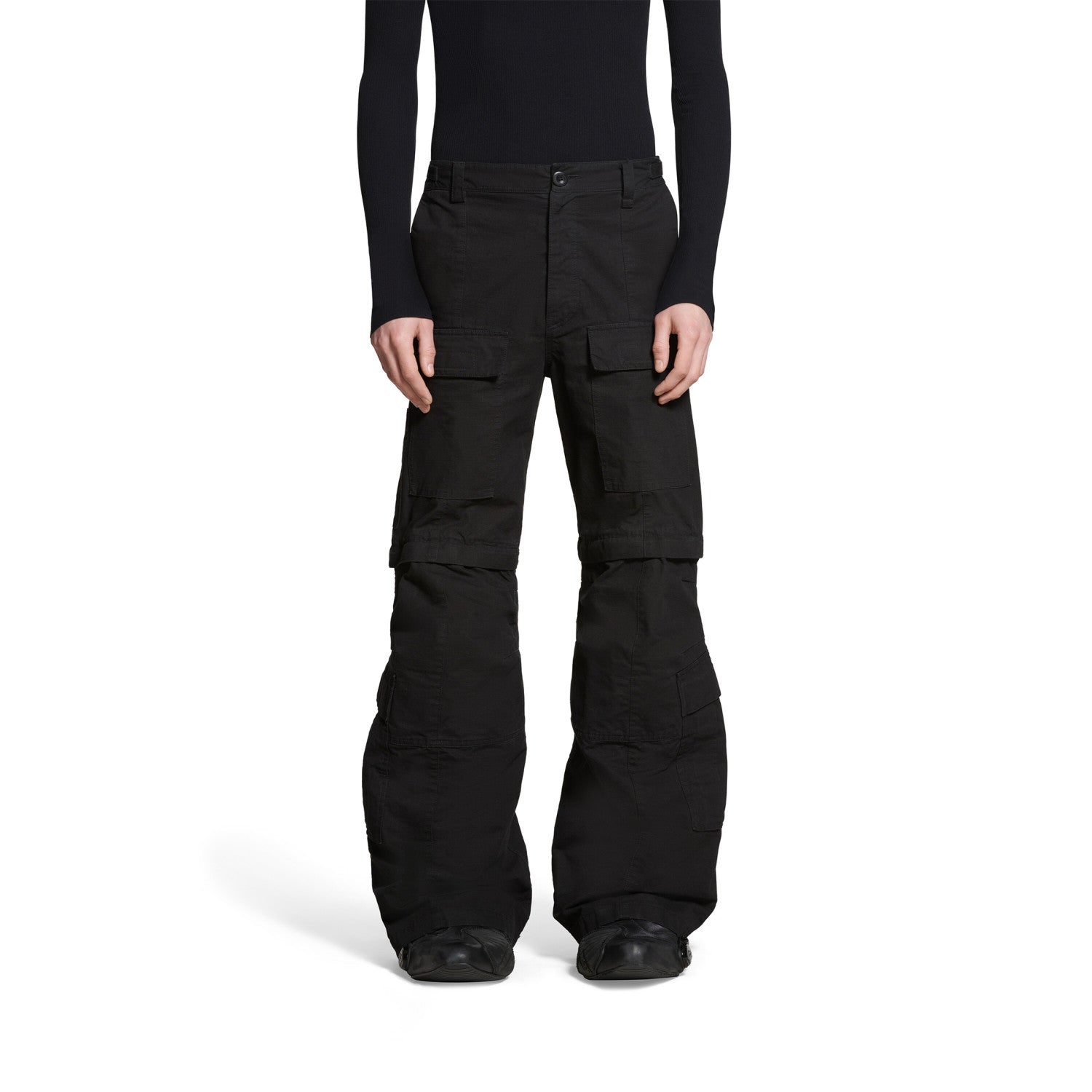 Balenciaga Men's All Season Black Cotton Loose Fit Flared Casual Work Pants Ngvp #6985