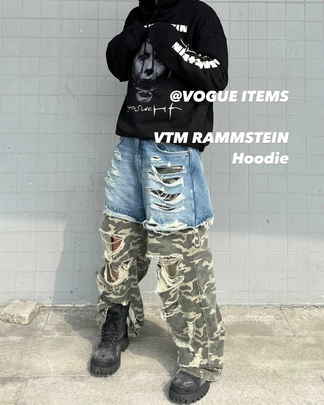 Vetements Men's Women's Spring And Autumn Punk Style Printed Loose Solid Color Hooded Sweatshirt Ngvp #303358