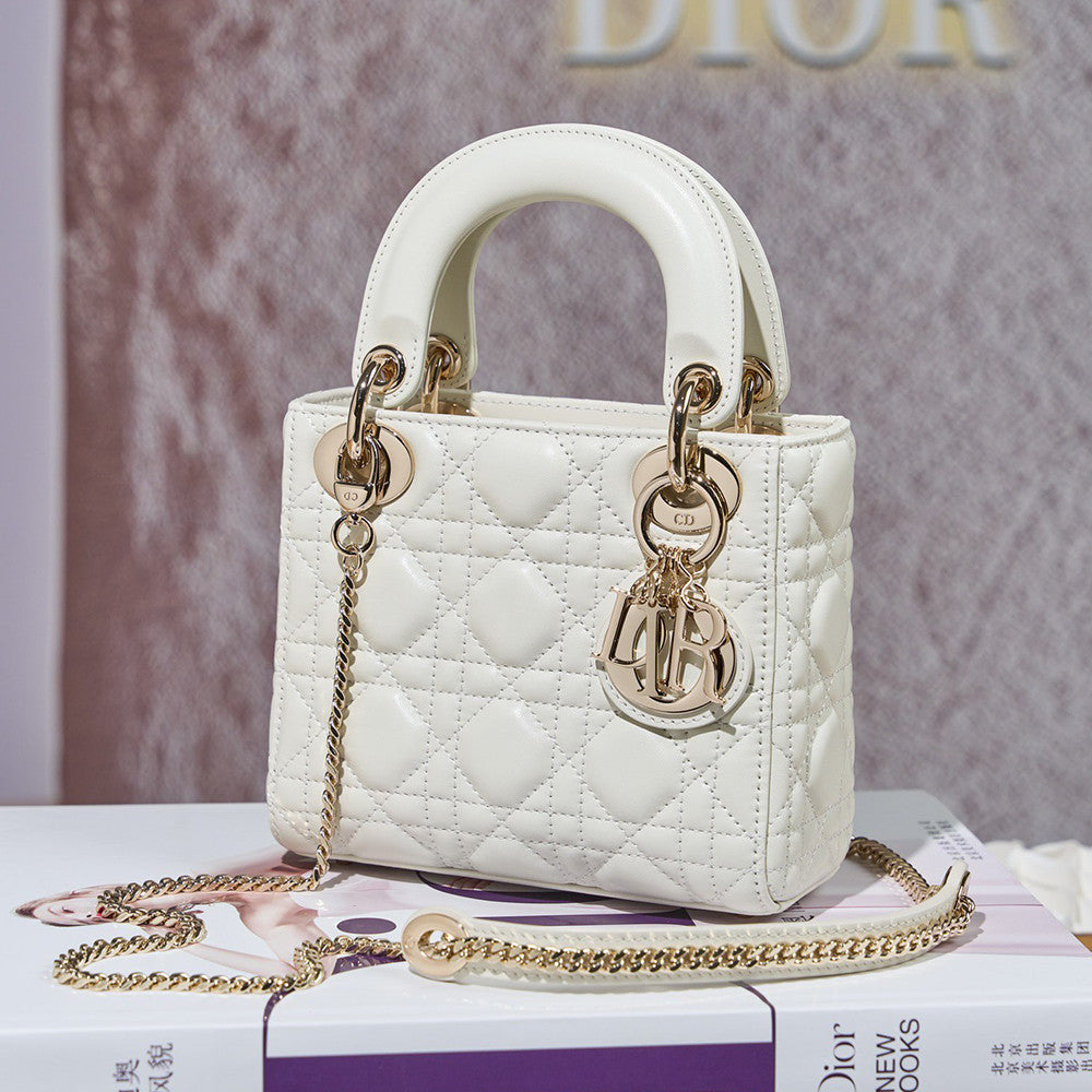 Dior Dior Lady Lambskin Cannage Quilted Metal Pendant Mini Bag #333088