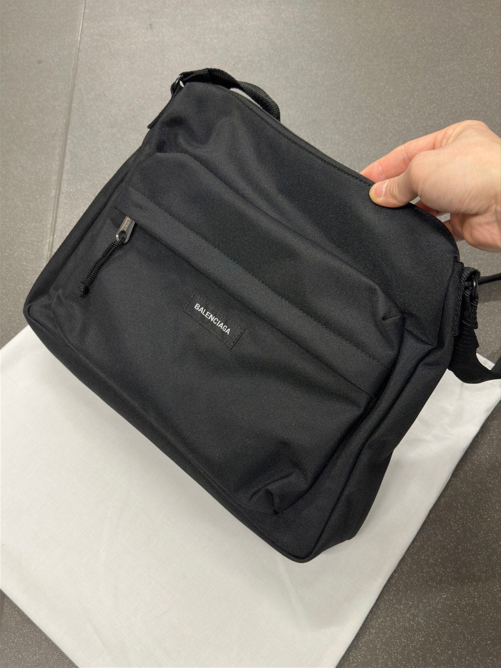 Balenciaga Special Offer Bags Paris Explorer Mens Black Fabric Handbag Letter Logo Detail Zipper Closure Top Handle Shoulder Bag temporary