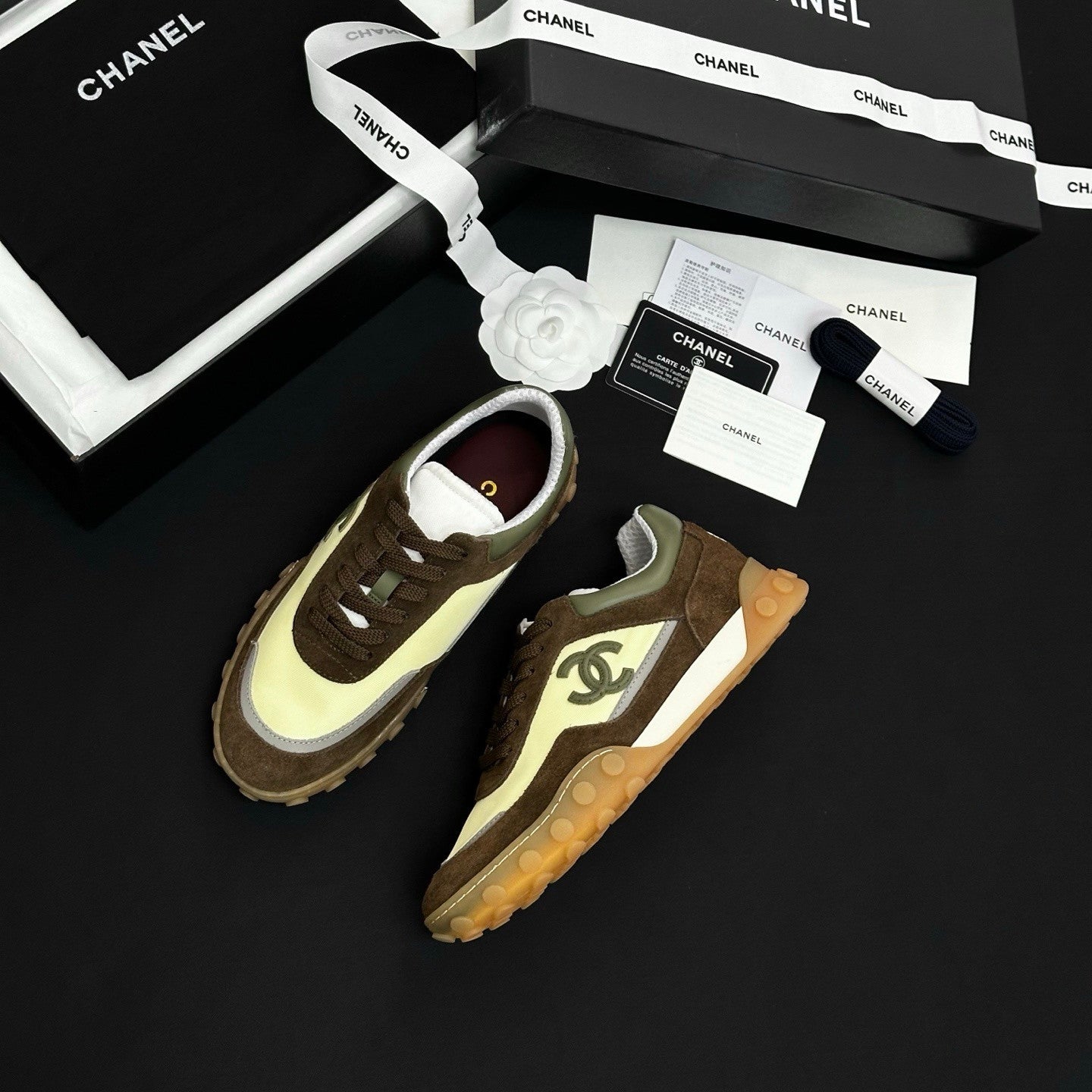 CHANEL Sneakers Mixed Fibers Suede Calfskin Calfskin #380548