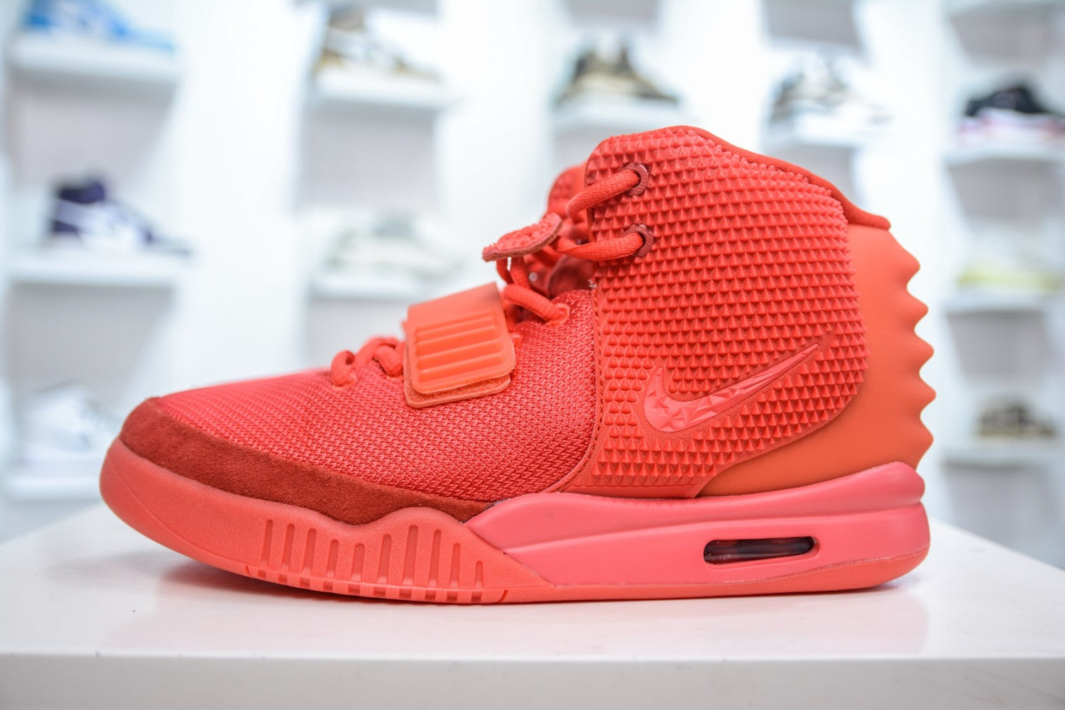 Kanye West x Nike Air Yeezy II NRG Black Solar Red Men's Mid-Top Cushioned Casual Basketball Shoes #76972