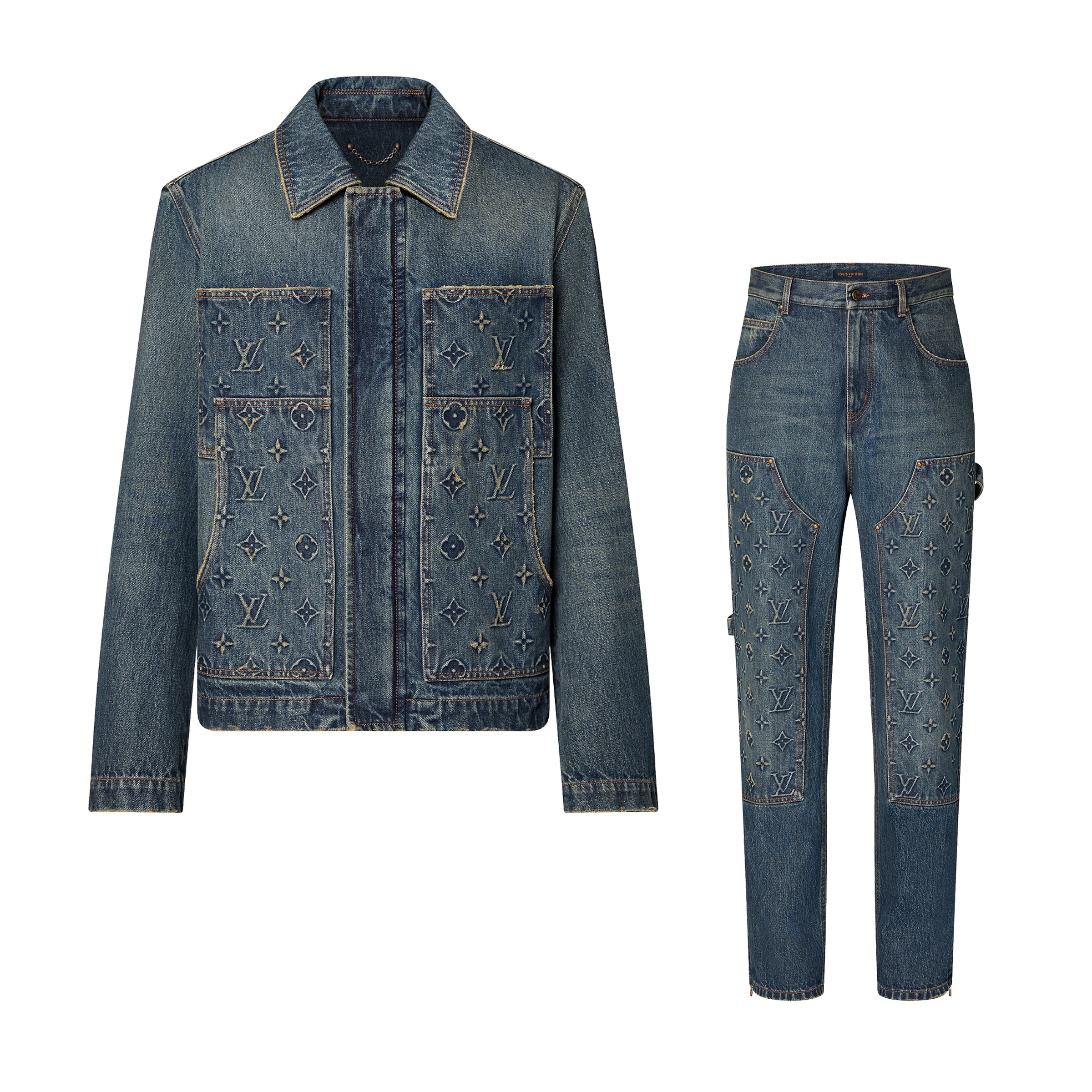 Louis Vuitton Workwear Denim Jacket Carpenter Pants Spring Autumn Long Sleeved Coat And Set #96337