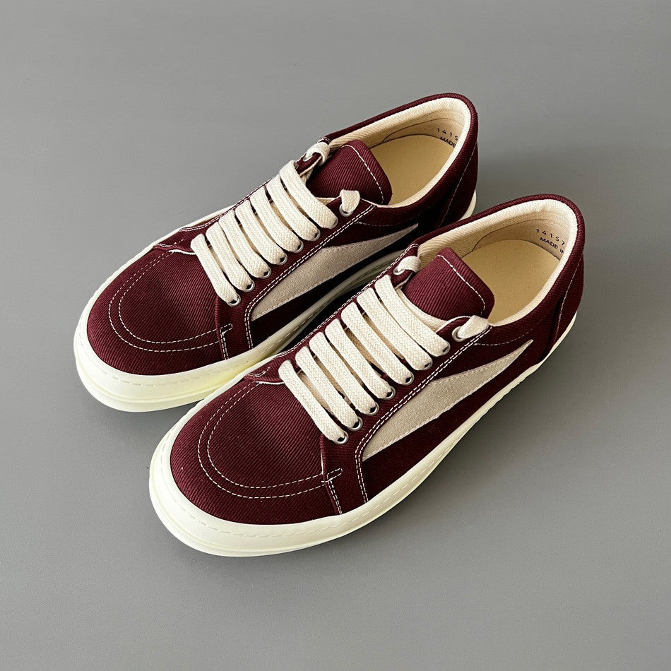 Rick Owens DRKSHDW Men's And Women's Spring/Summer Fashion Casual Round Toe Lace Up Low Top Twill Canvas Shoes #78281