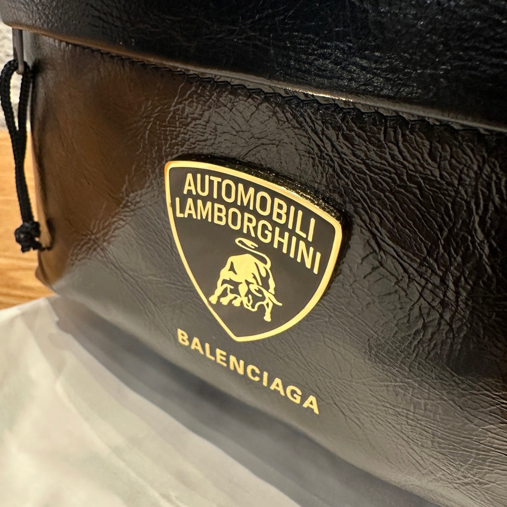 Balenciaga x Automobili Lamborghini Explorer Men's Solid Color Letter Print Oil Wax Leather Book Bag Backpack Bags #78129